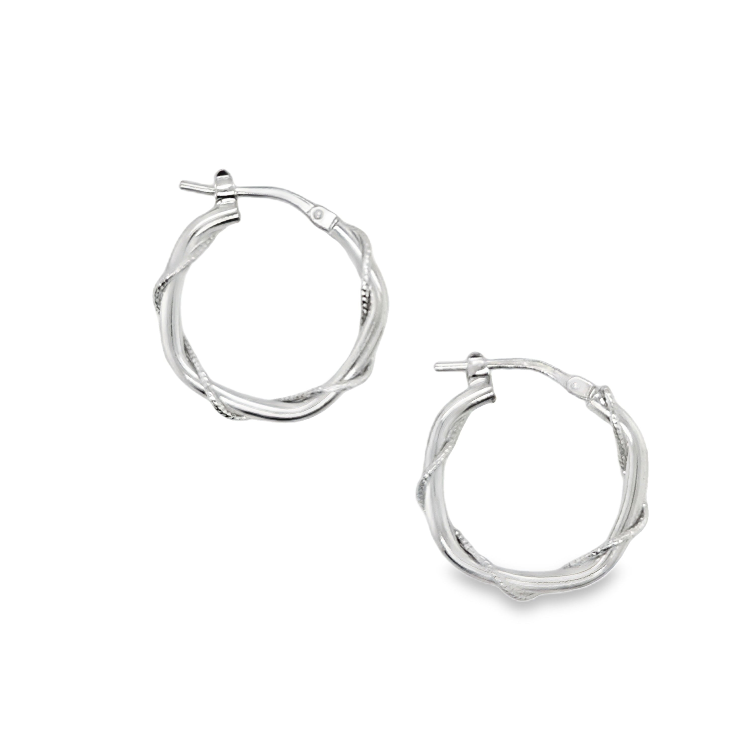 Sterling Silver Wire Twist 15mm Hoop Earrings