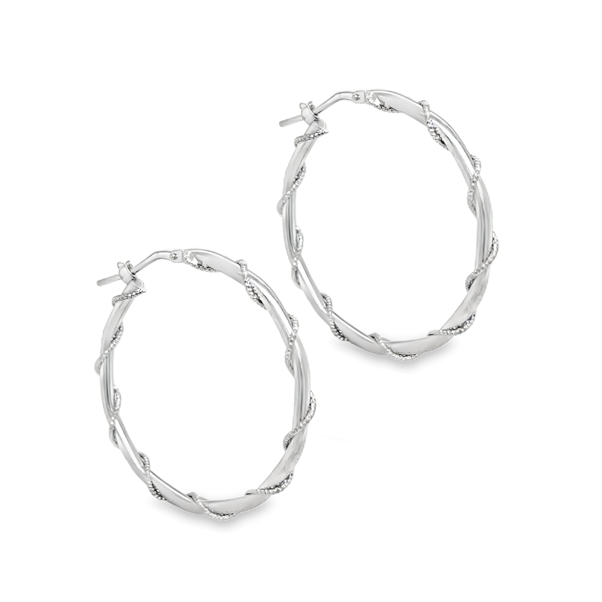 Sterling Silver Wire Twist 30mm Hoop Earrings