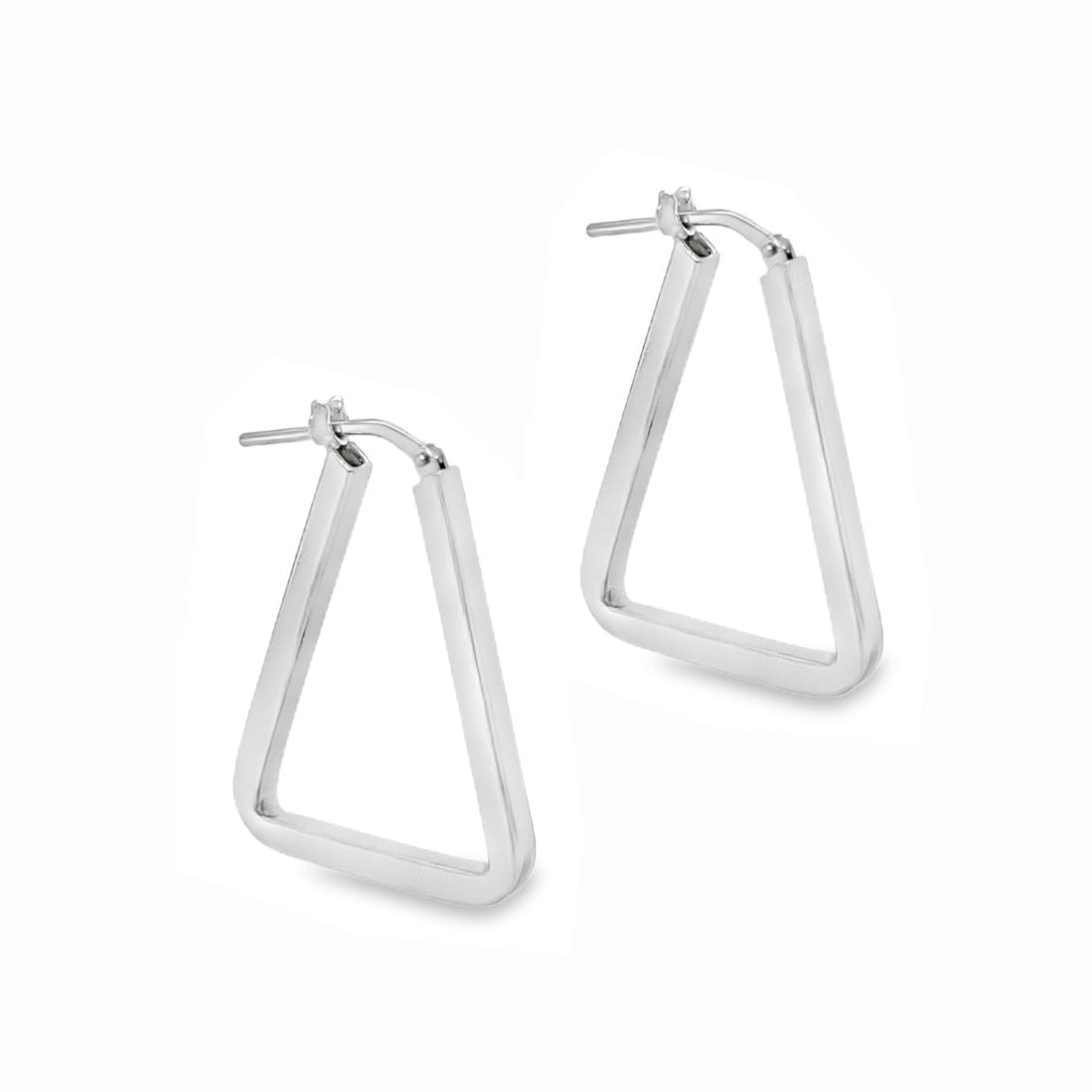 Sterling Silver Square Tube 20mm Triangular Hoop Earrings