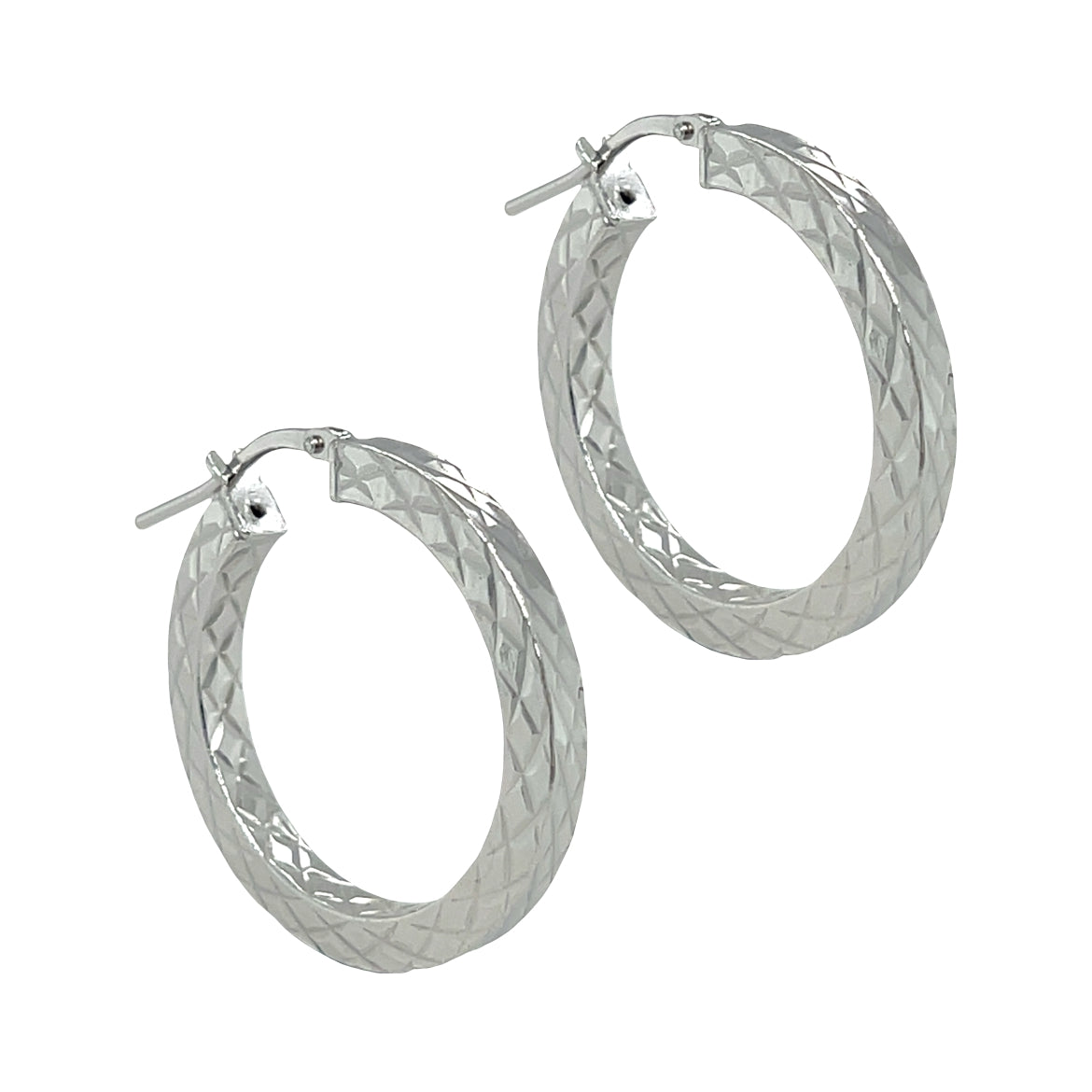 Sterling Silver Diamond Cut 20mm Hoop Earrings