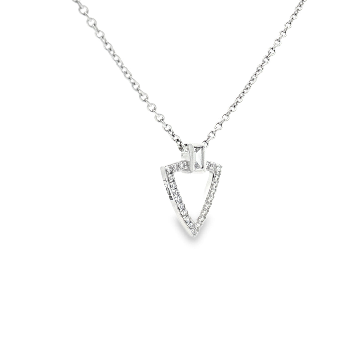 9ct White Gold Diamond Triangle Pendant side