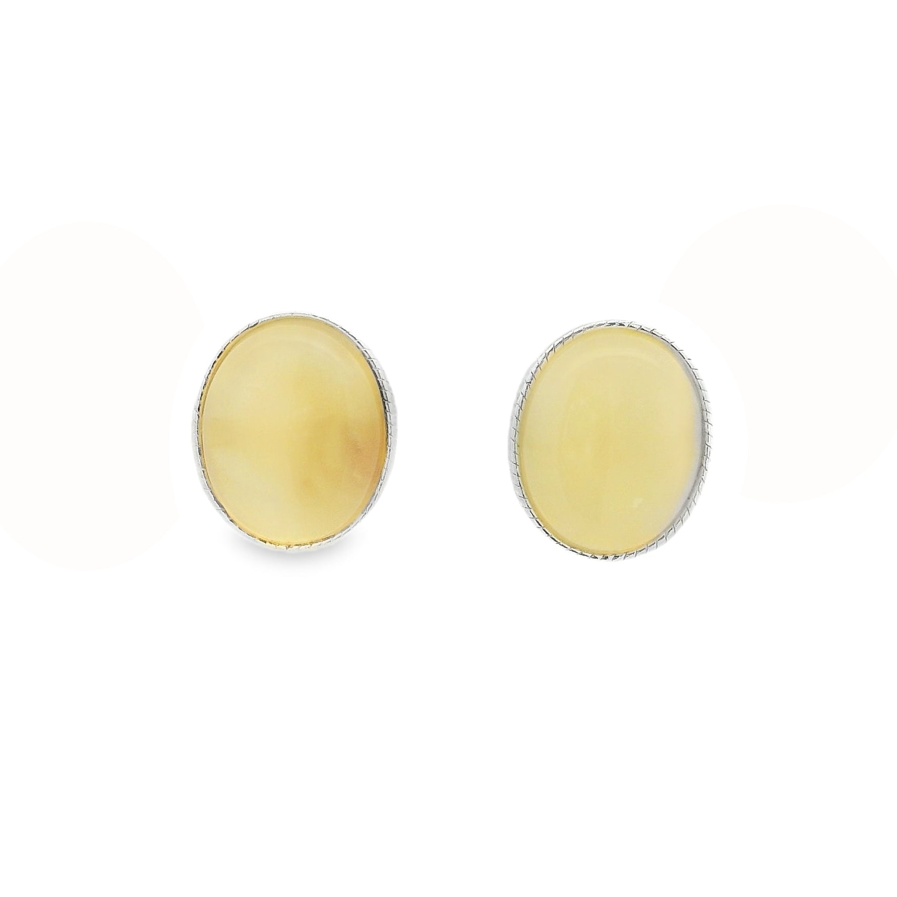 Sterling Silver Yellow Amber Stud Earrings