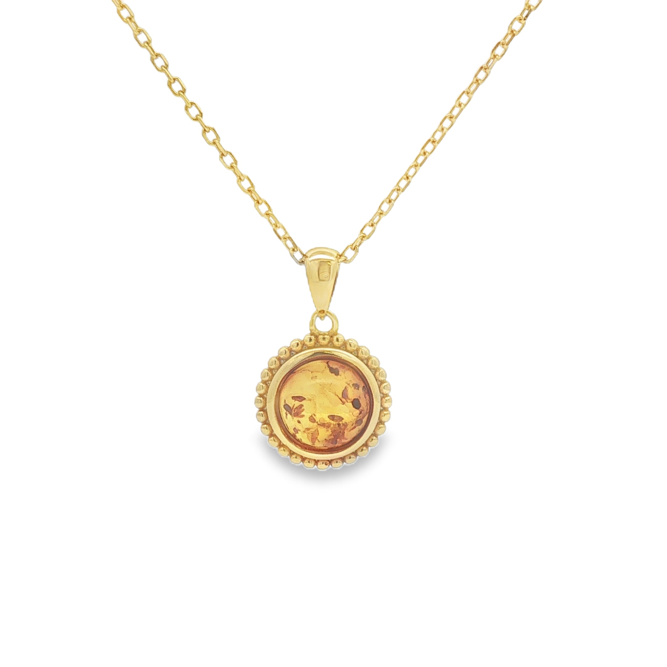 Sterling Silver Gold Plated Amber Necklace