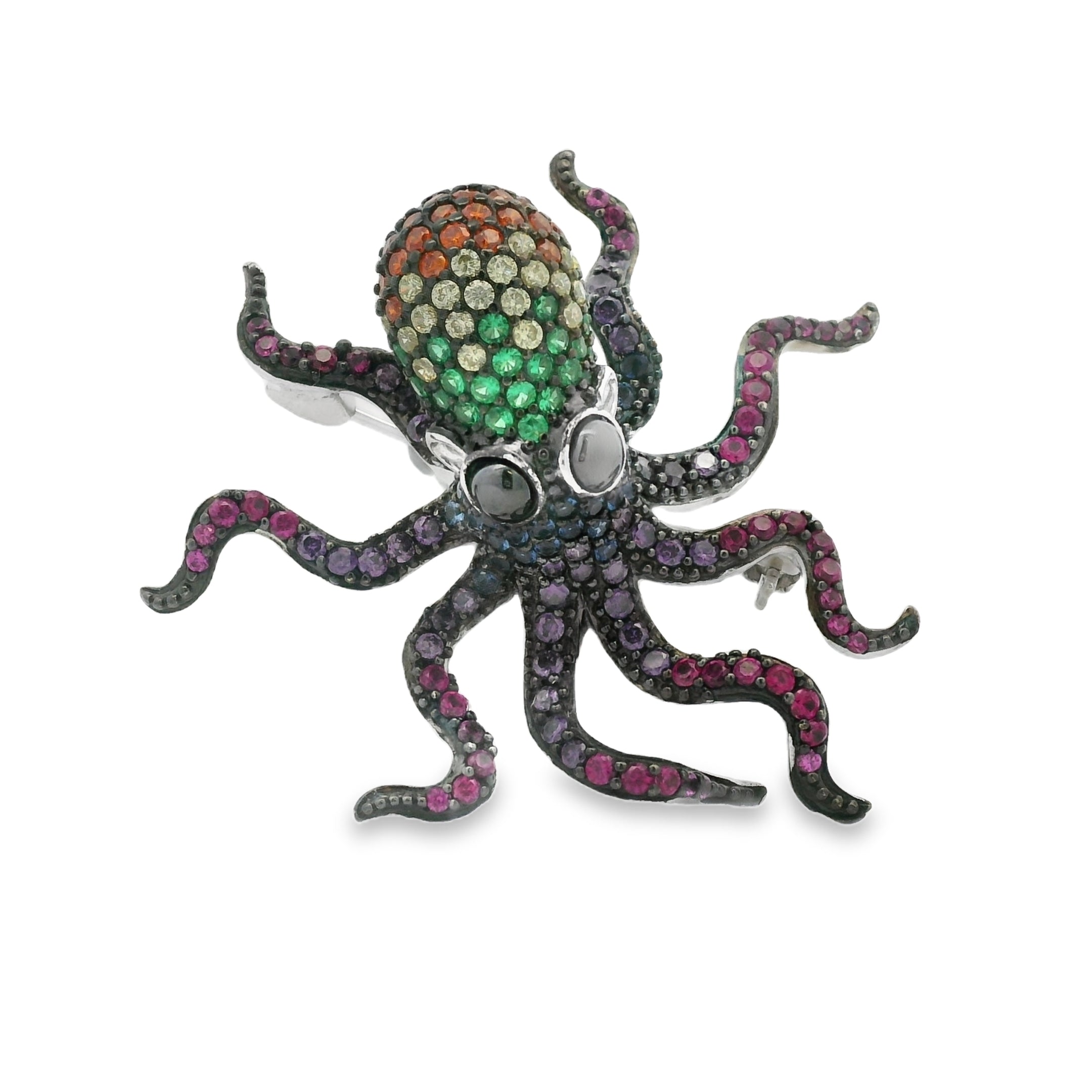 Octopus Silver & CZ Brooch & Pendant