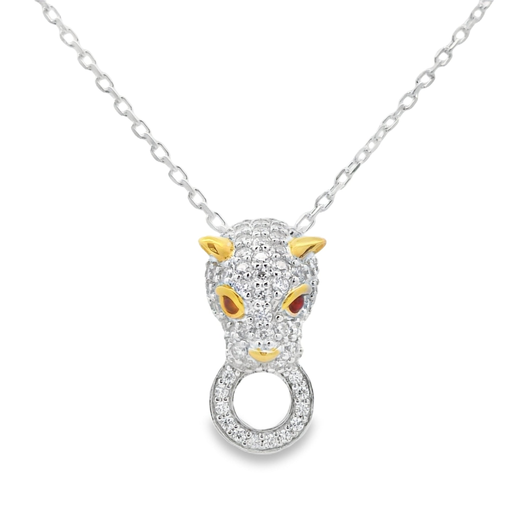 Silver CZ Panther Necklace