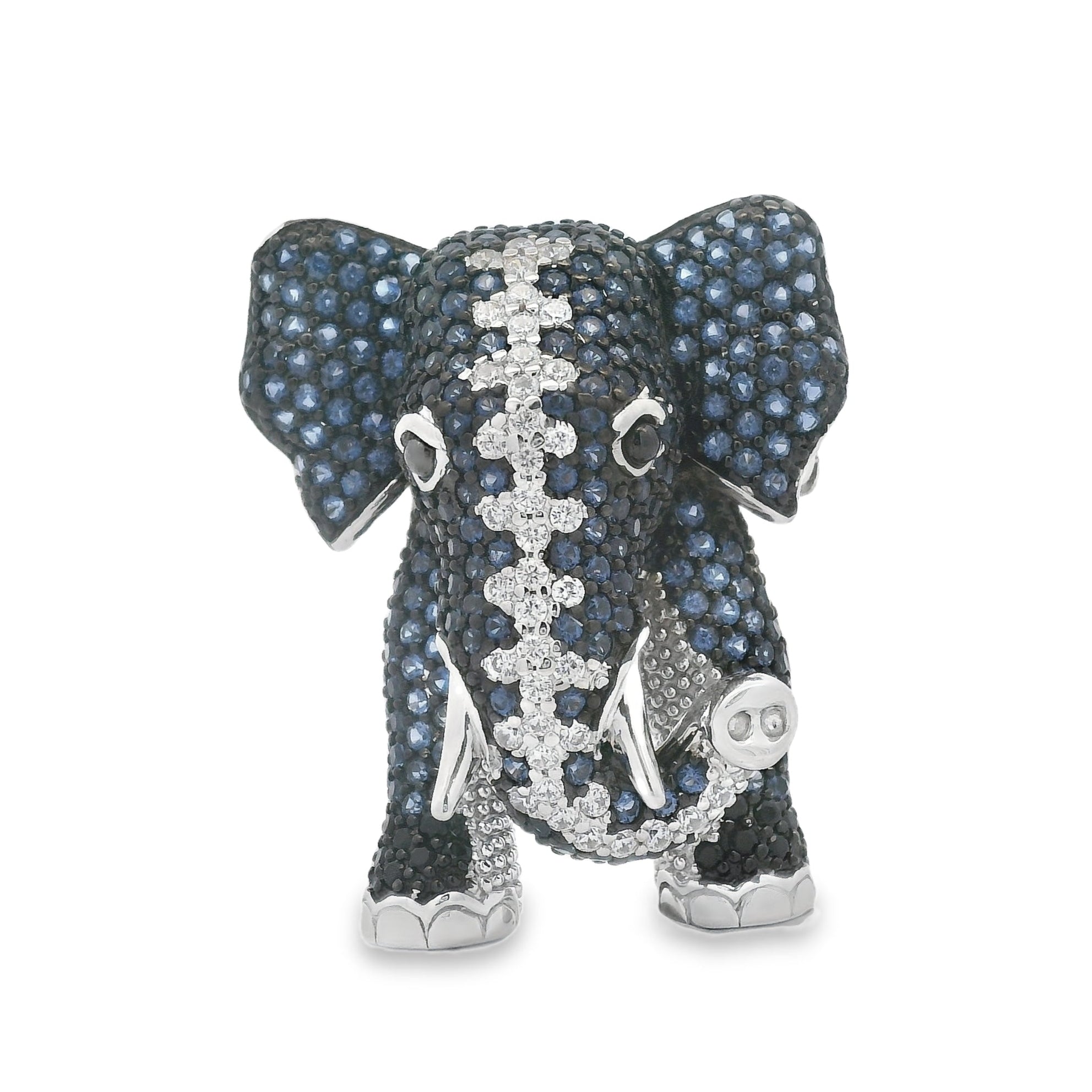 Elephant Silver & CZ Brooch & Pendant