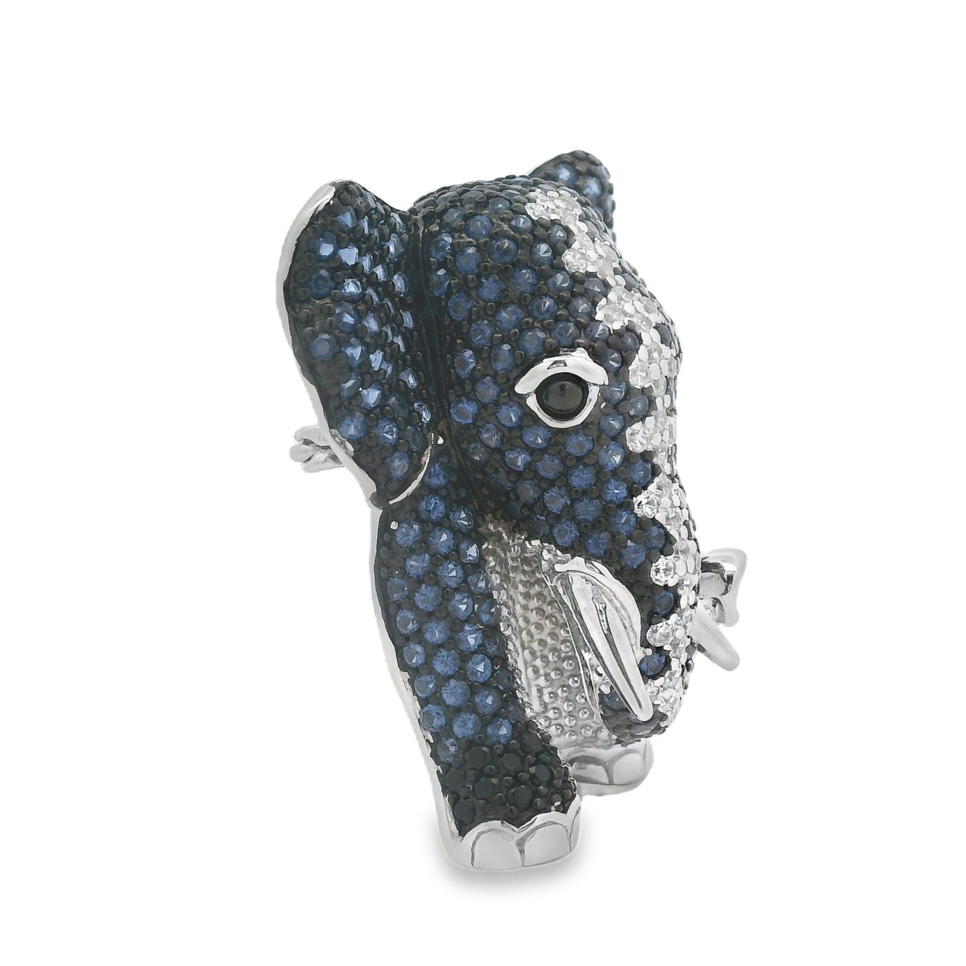 Elephant Silver & CZ Brooch & Pendant SIDE 1