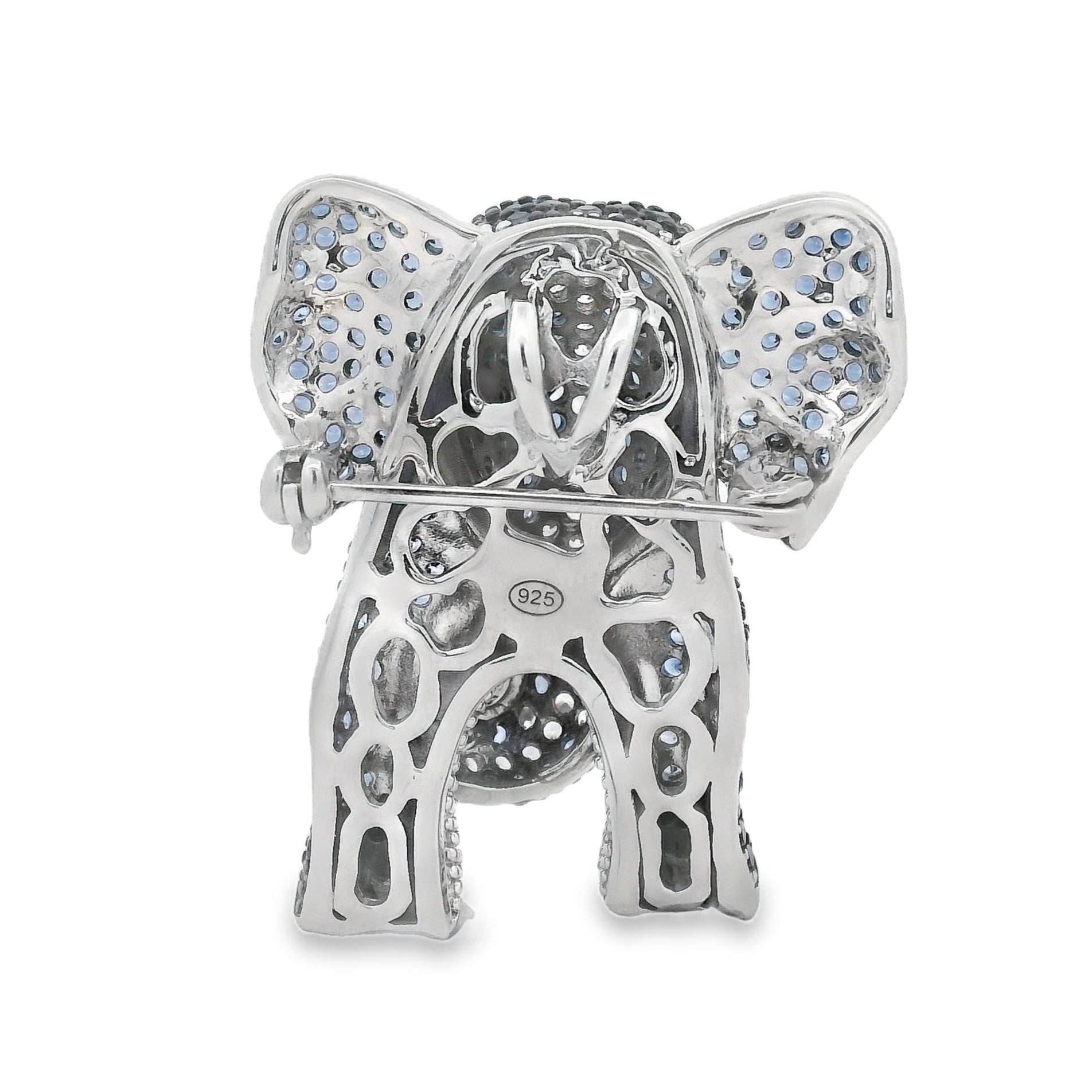 Elephant Silver & CZ Brooch & Pendant REAR