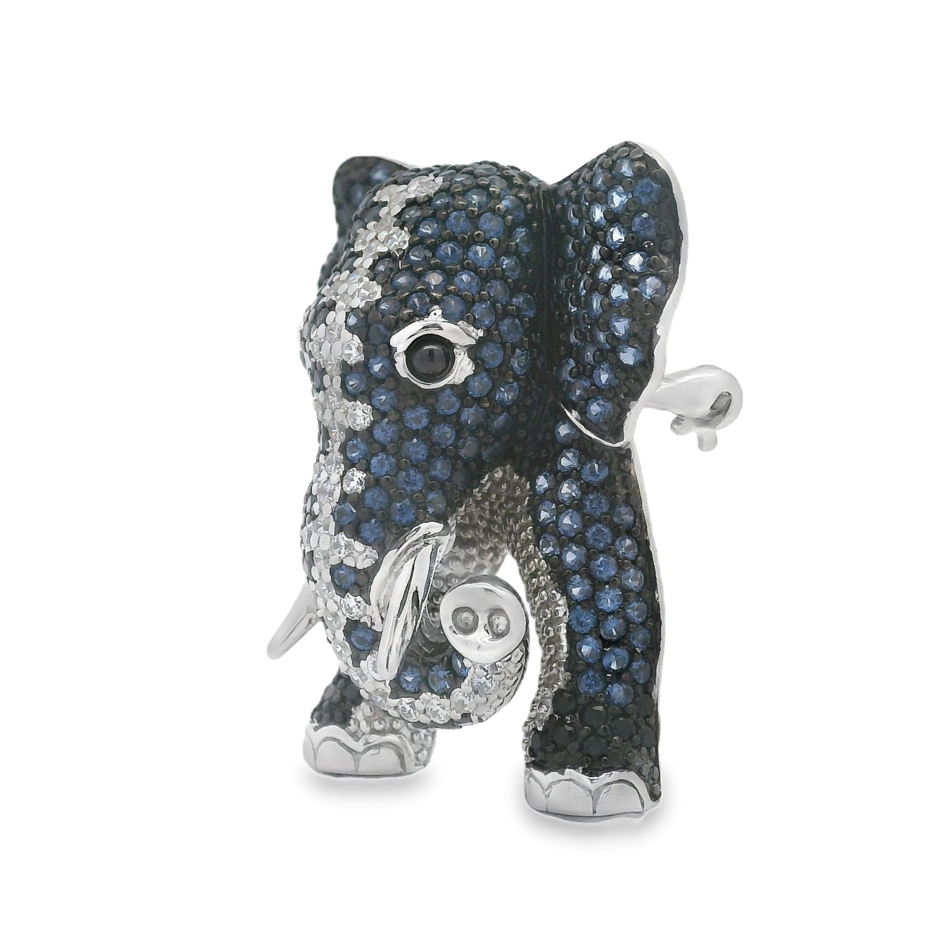 Elephant Silver & CZ Brooch & Pendant SIDE 2