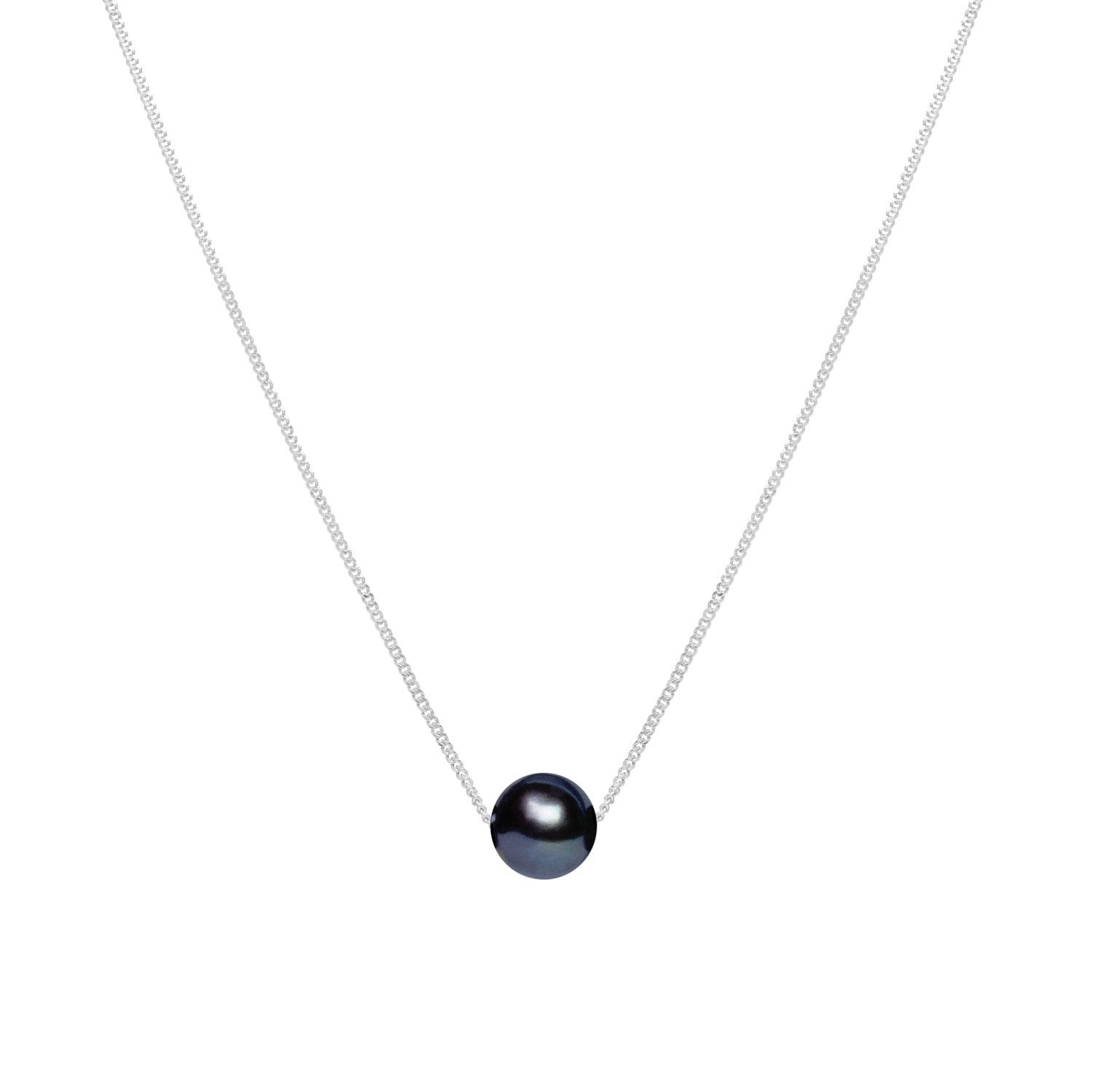 Sterling Silver Sliding Black River Pearl Necklace