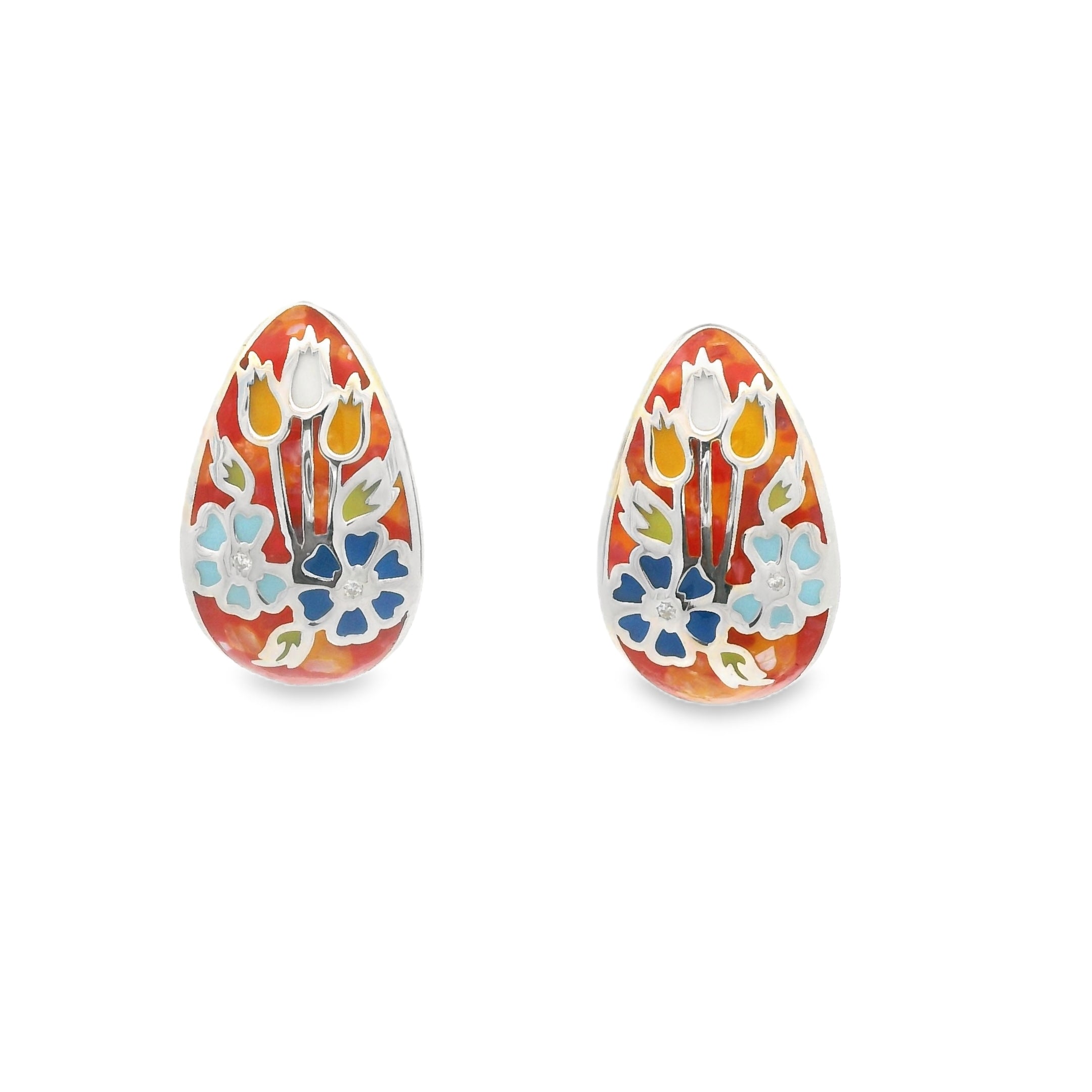 Silver CZ Enamel & MOP Stud Earring