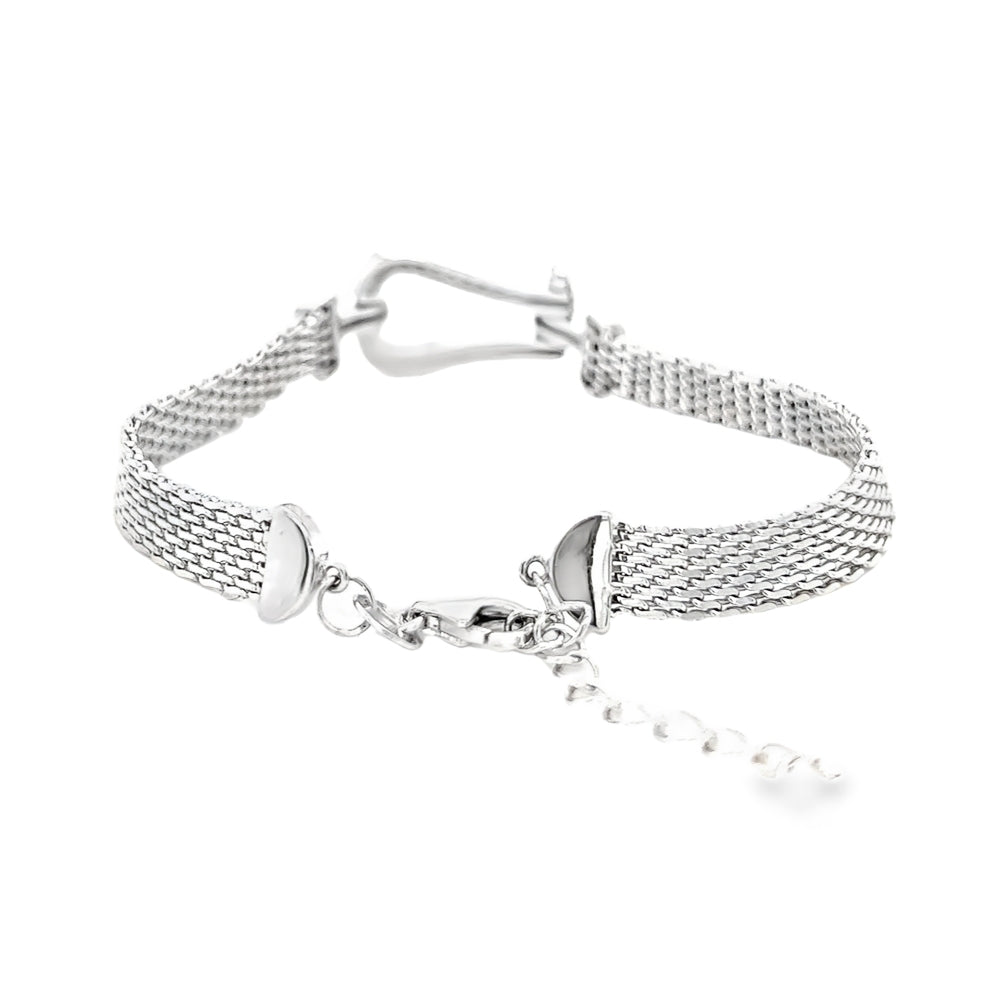 Sterling Silver CZ Weave Chain Bracelet rear