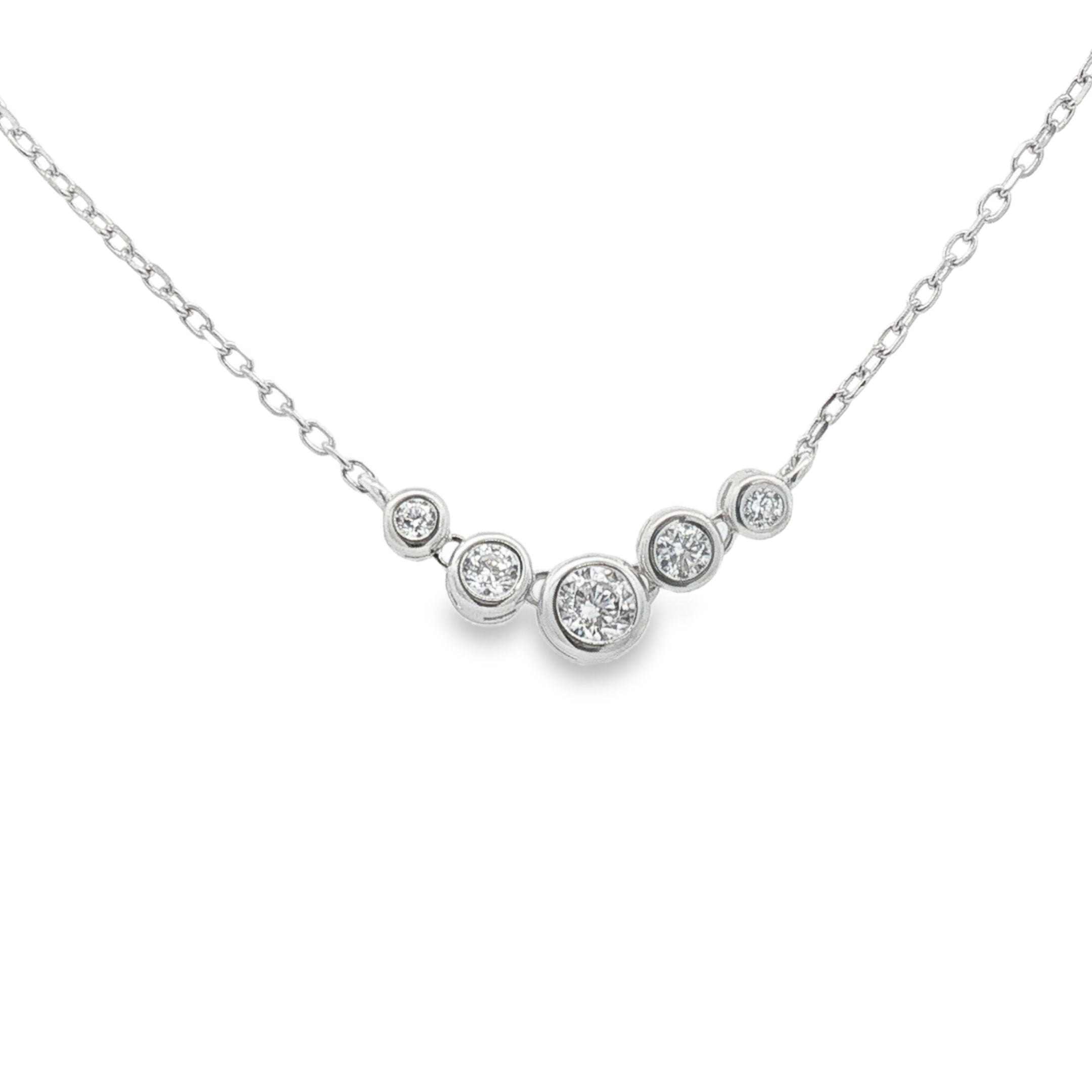 Sterling Silver 5 CZ Necklace