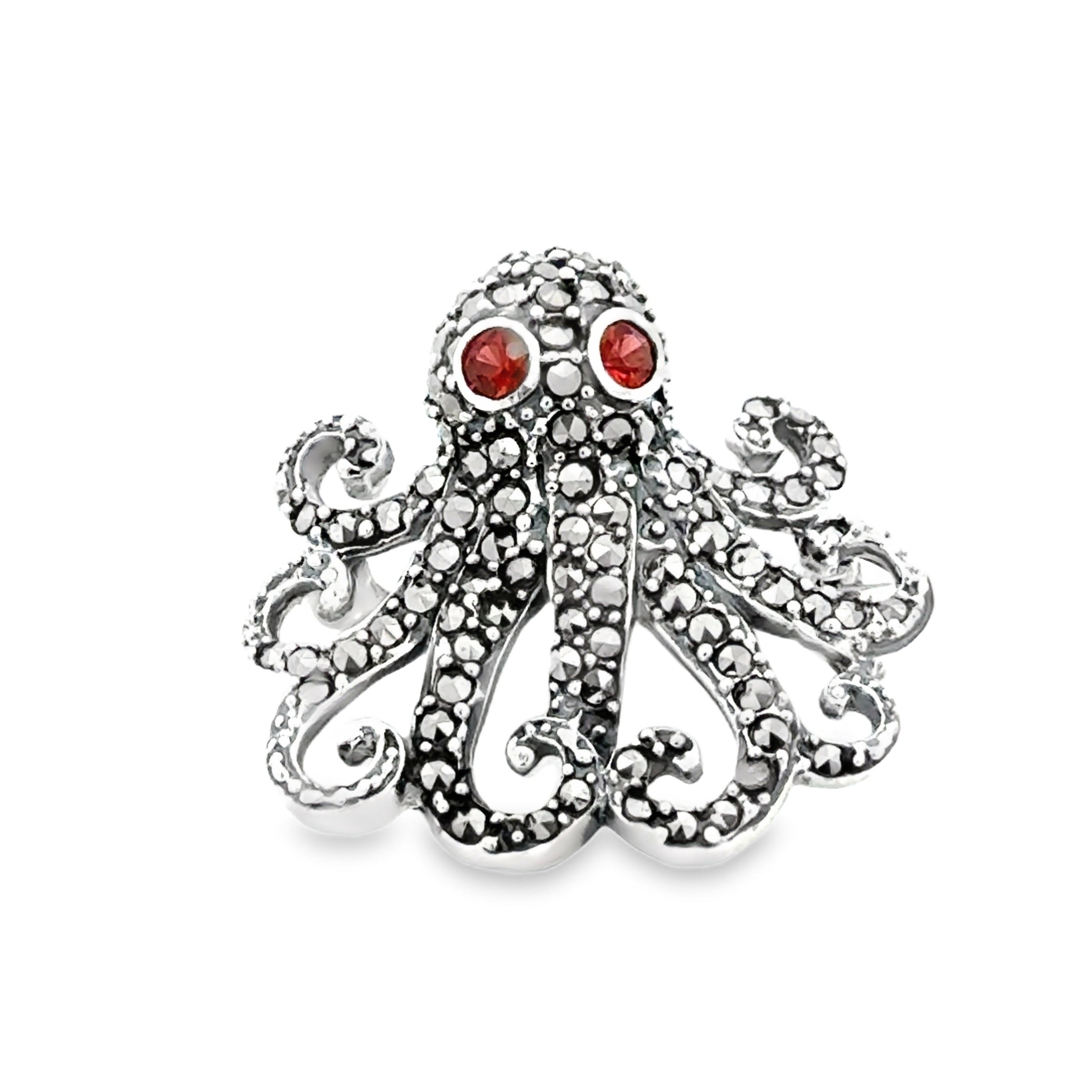 Silver Marcasite Octopus Brooch