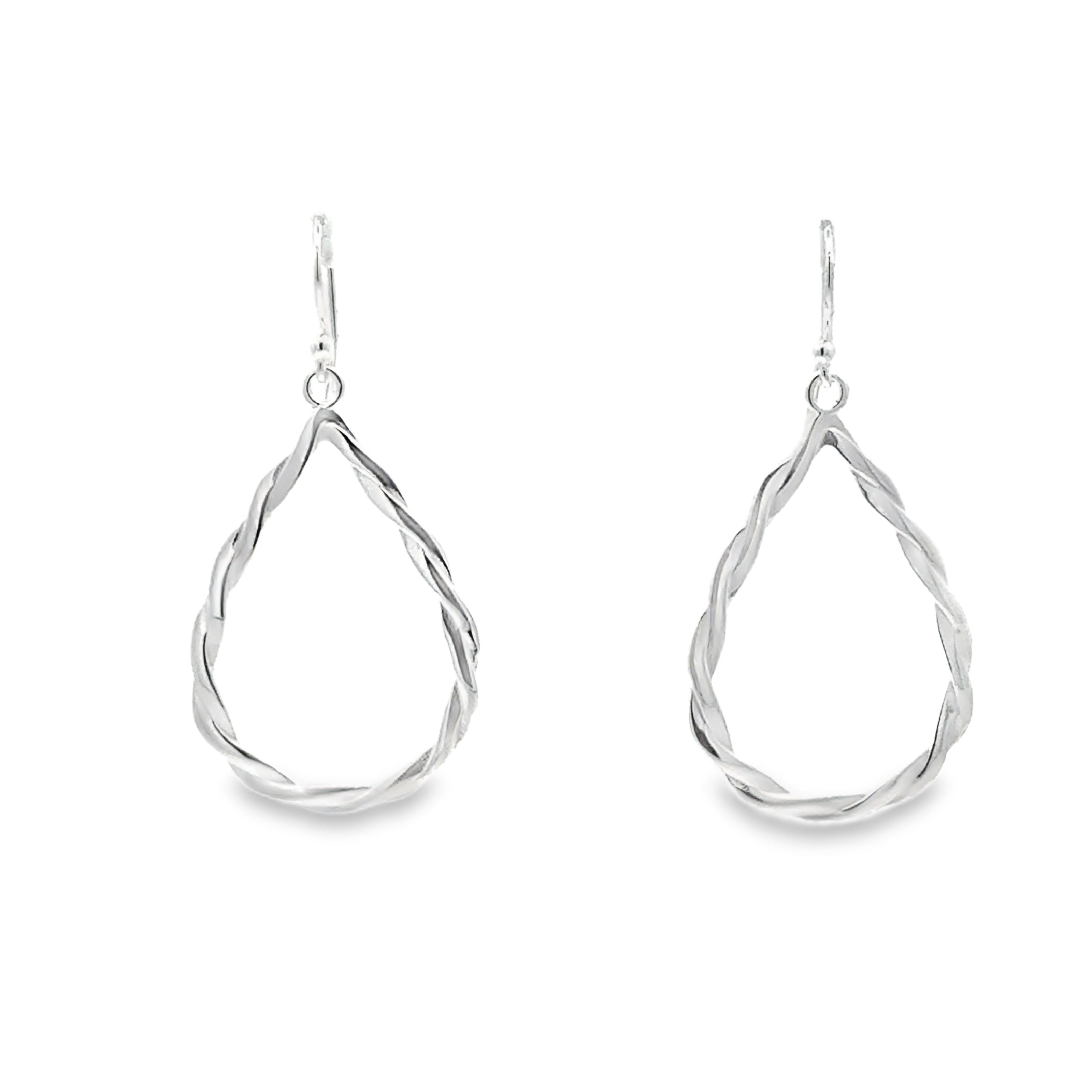 Sterling Silver Open Twisted Tear Drop Earrings