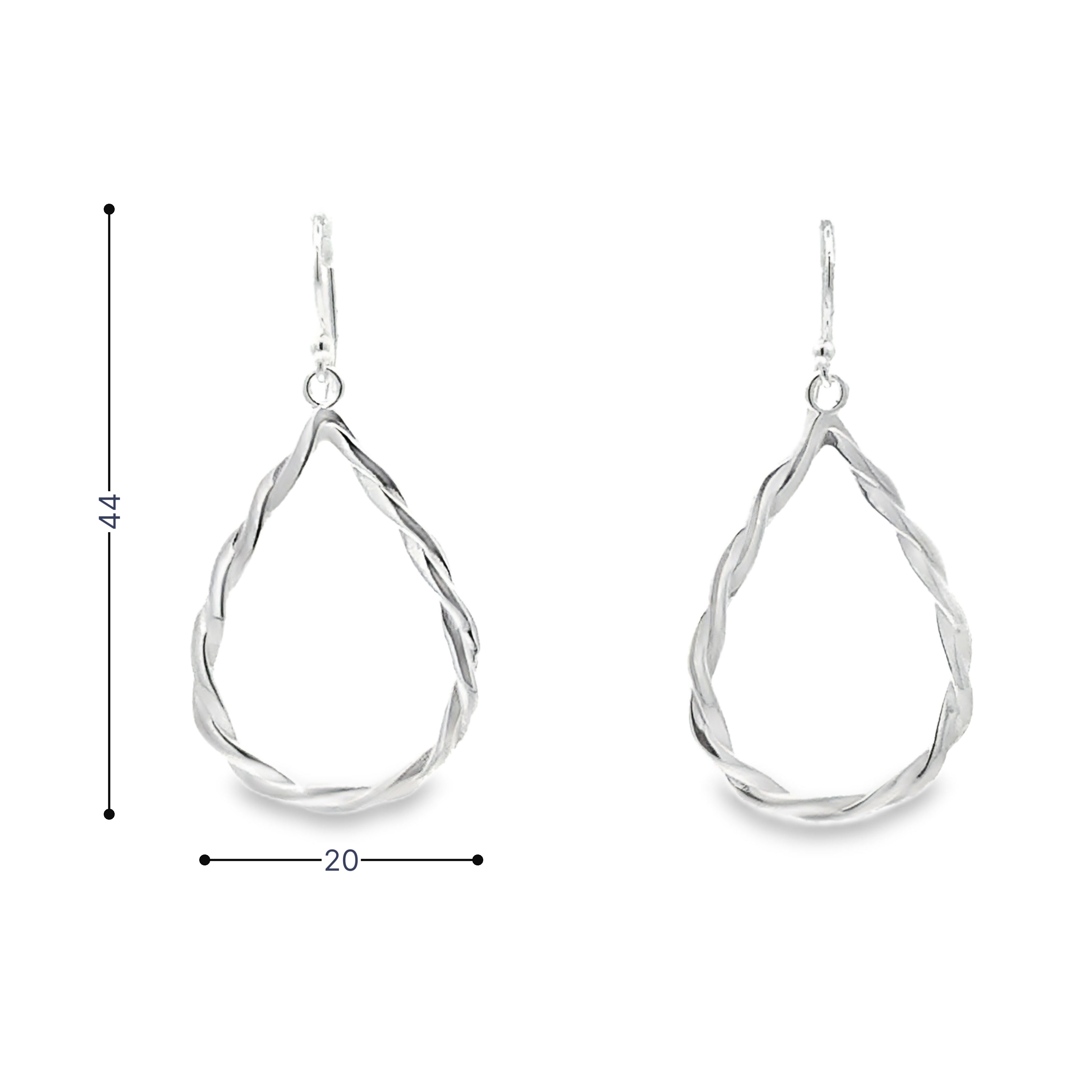 Sterling Silver Open Twisted Tear Drop Earrings