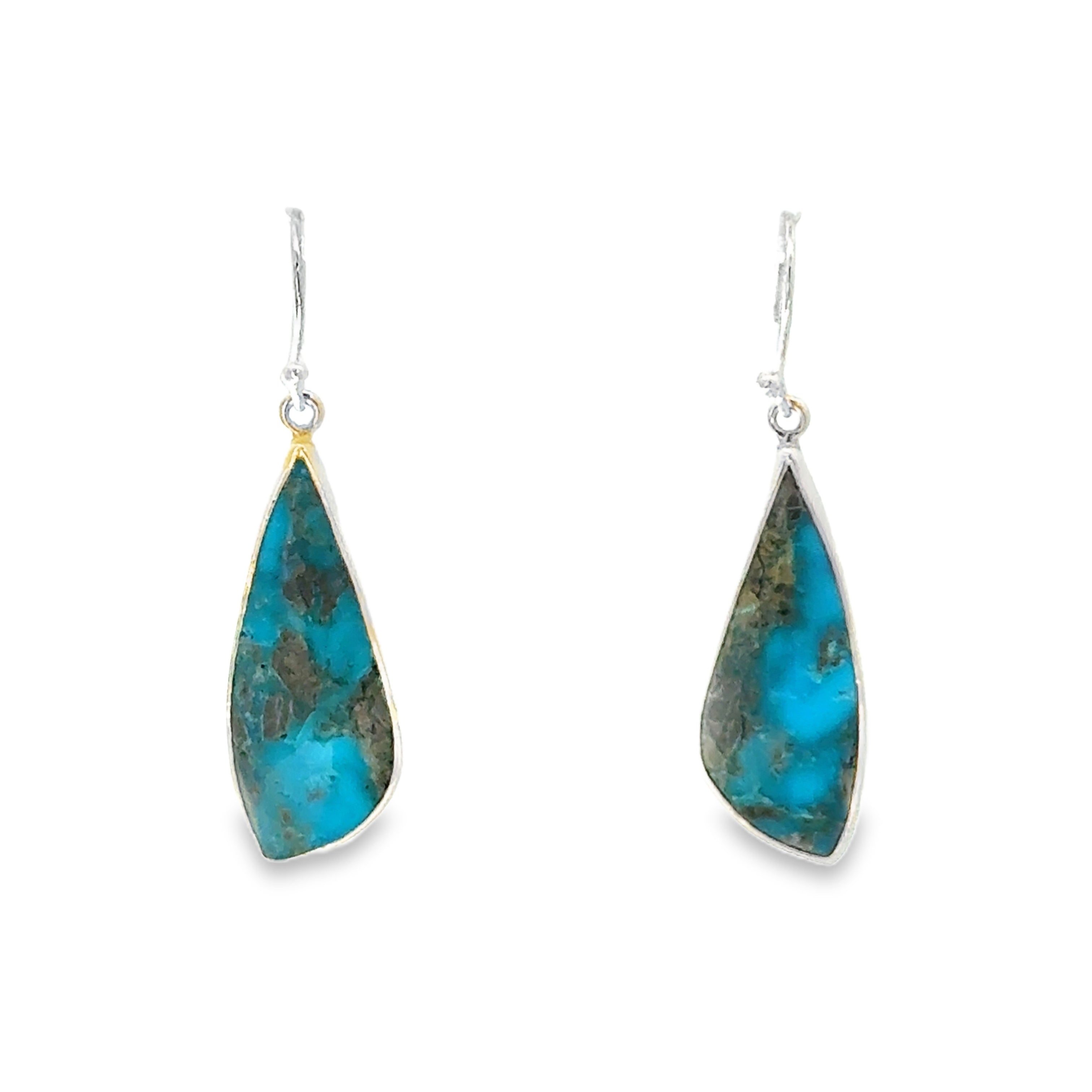 Silver Large Turquoise Drop Earrings
