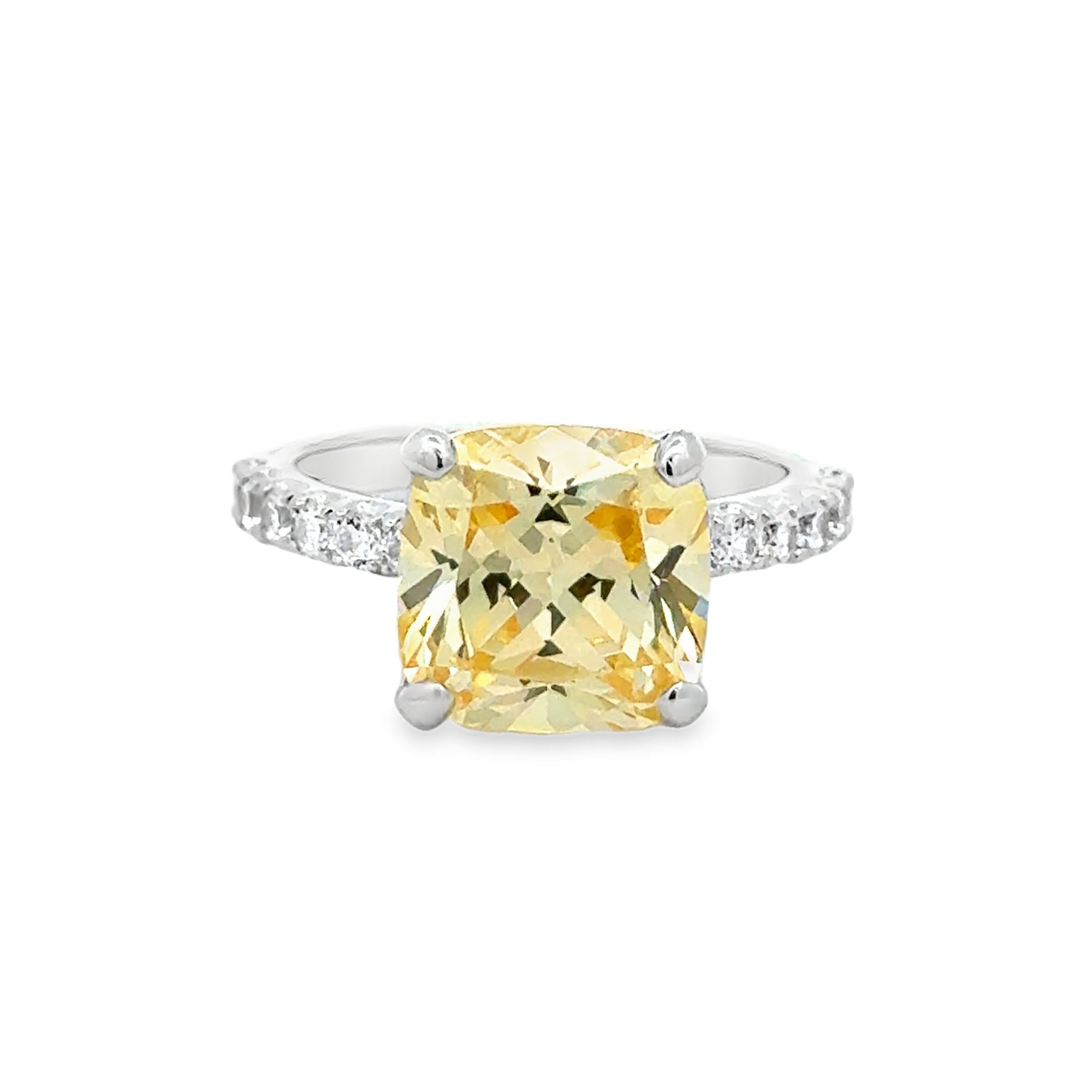 Silver Yellow & White CZ Ring
