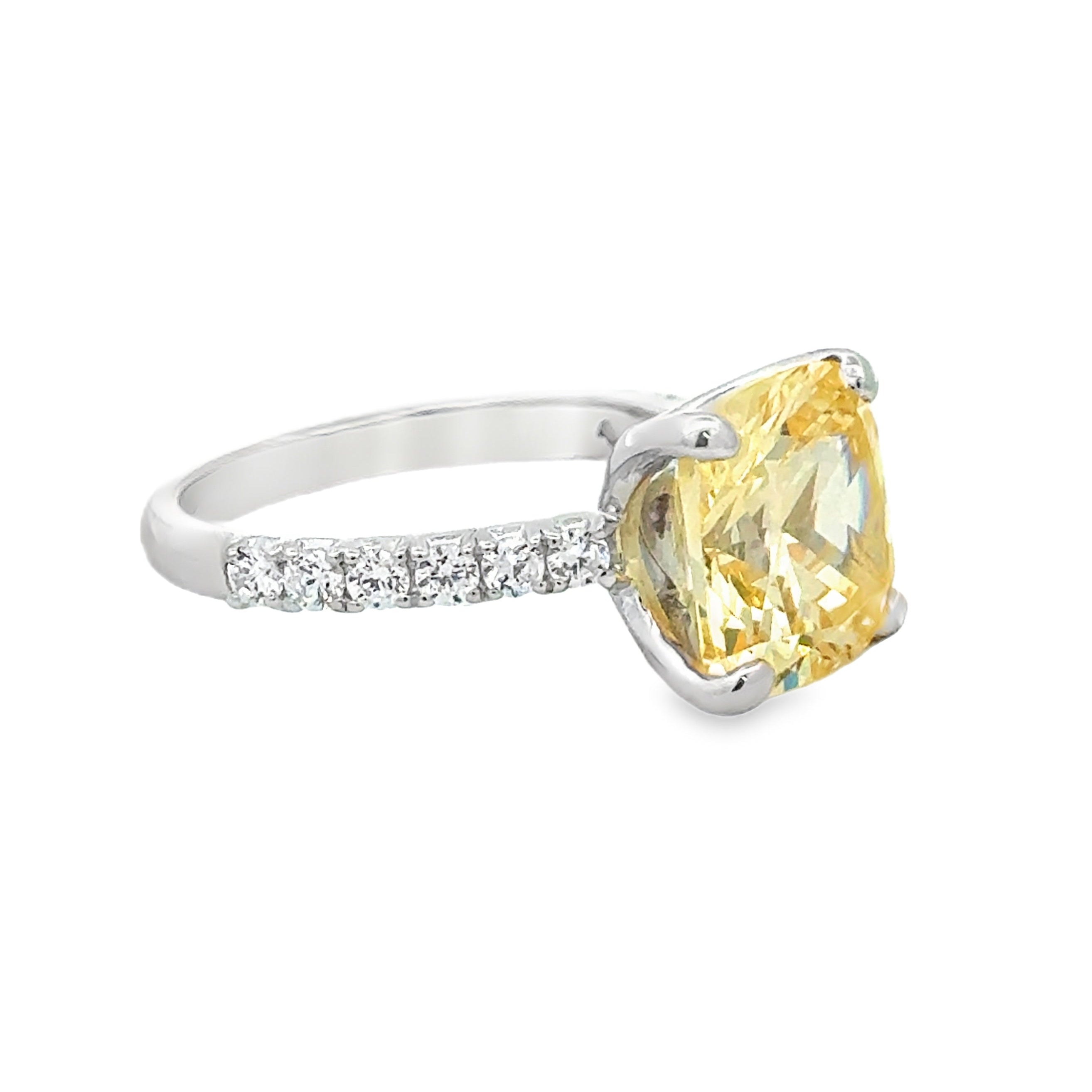 Silver Yellow & White CZ Ring side