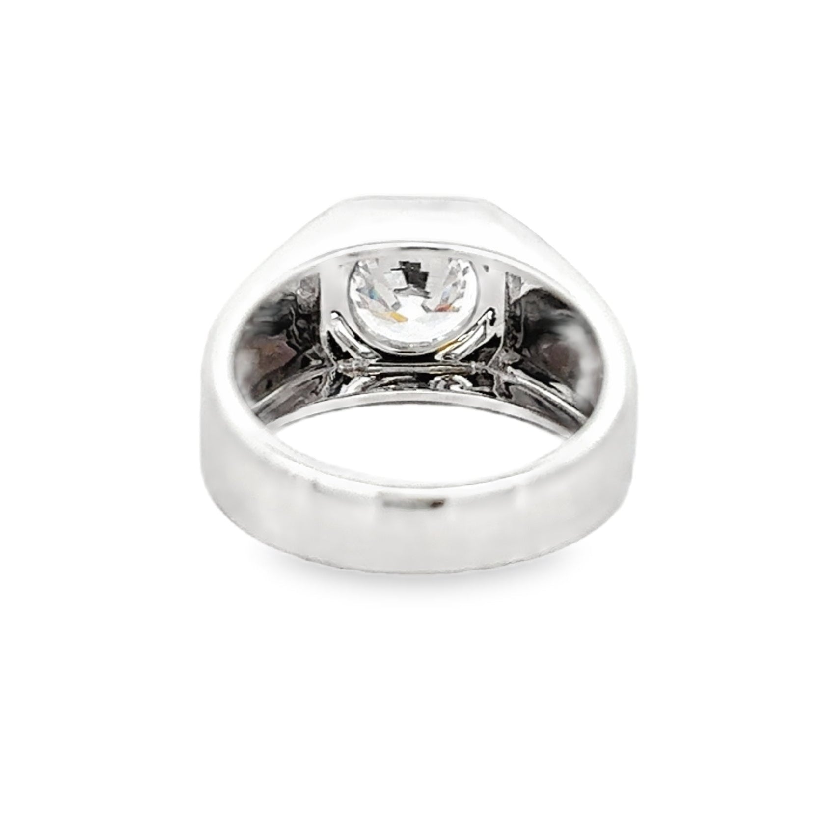 Silver Large Cubic Zirconia Signet Ring rear
