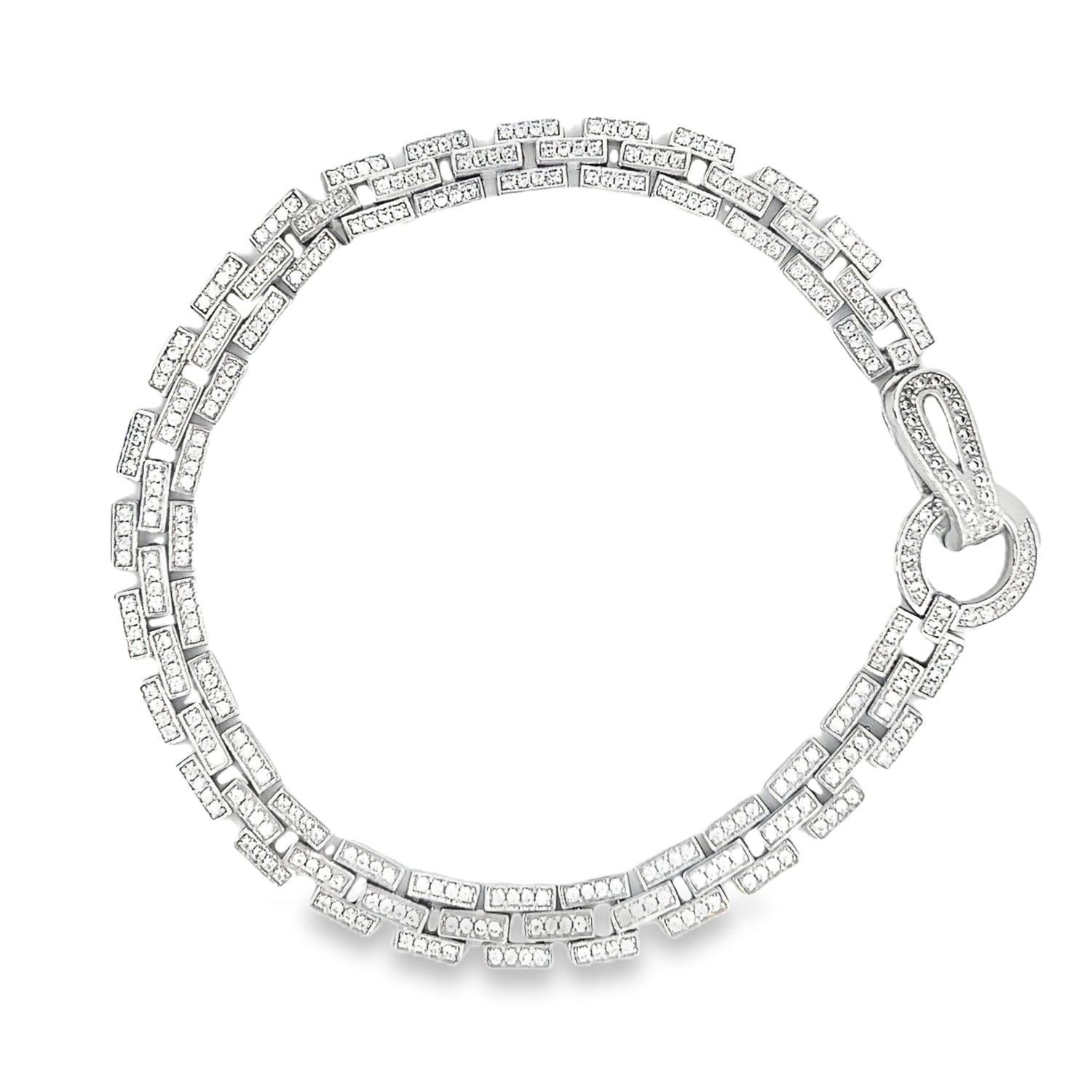 Sterling Silver CZ Set Link Bracelet