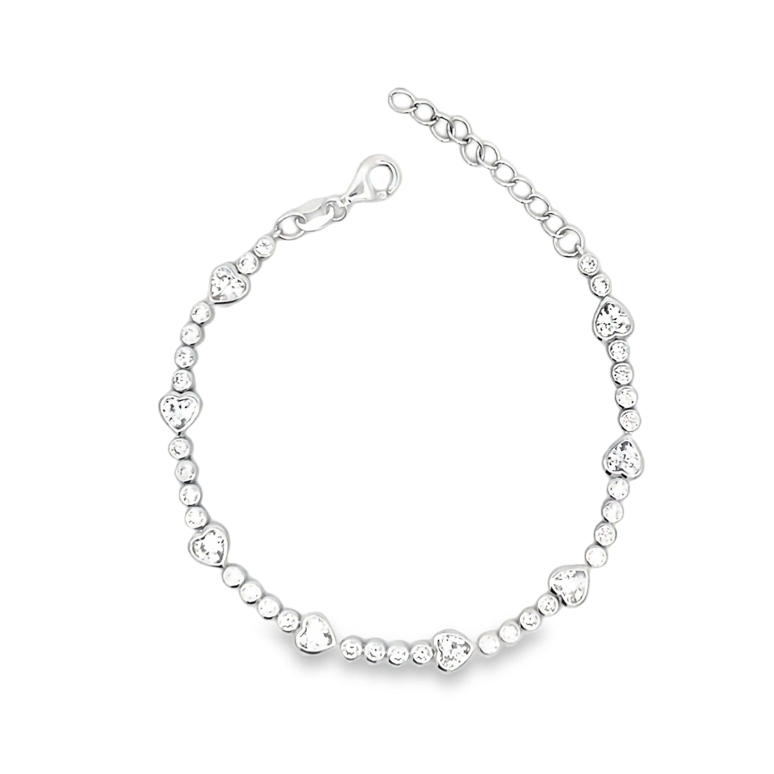 Sterling Silver CZ Heart Tennis Bracelet