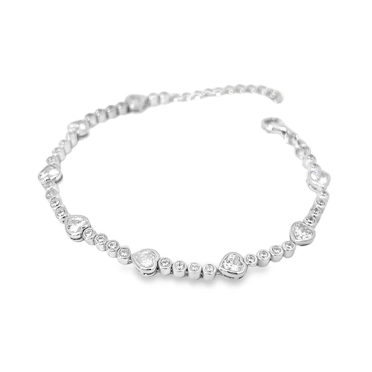 Sterling Silver CZ Heart Tennis Bracelet