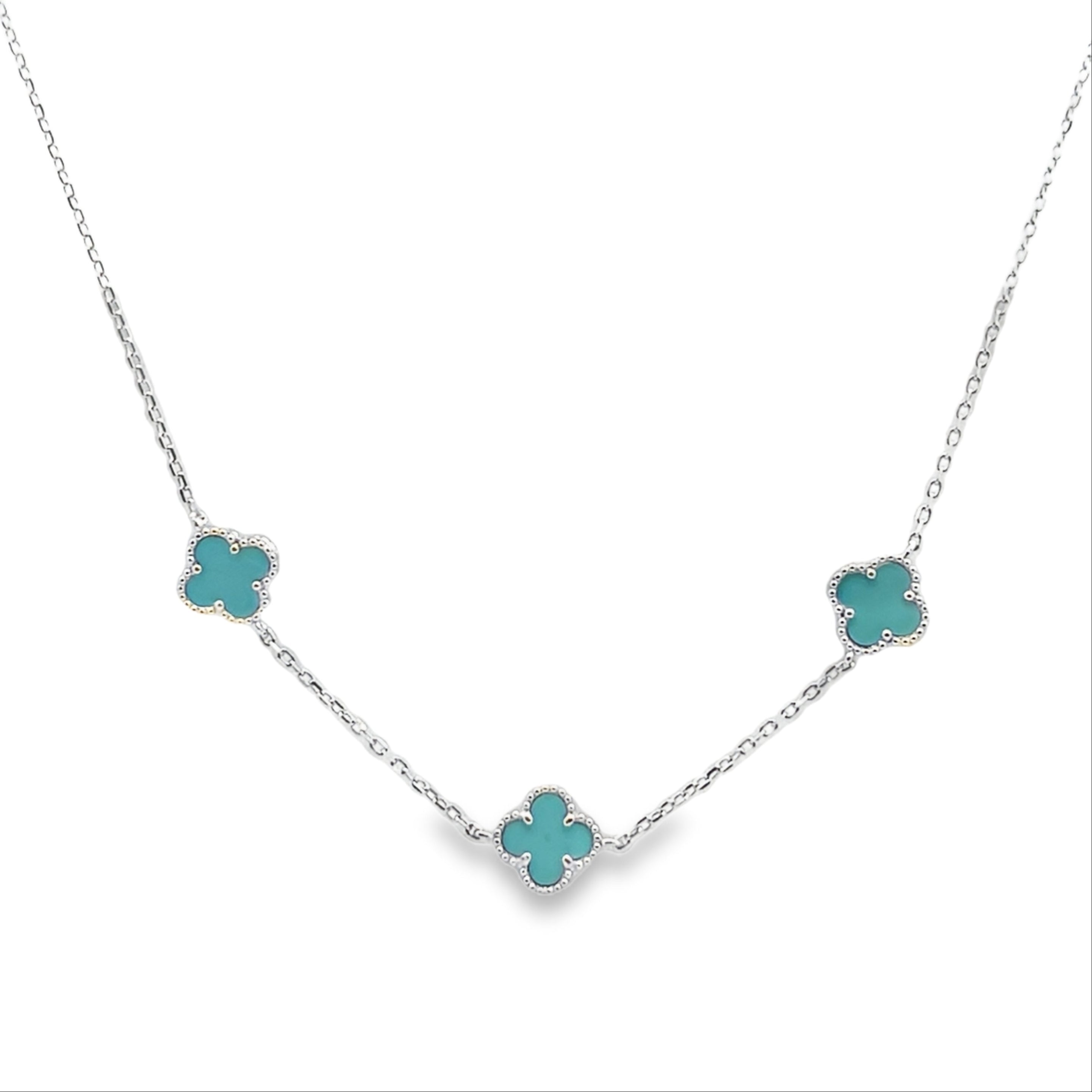 Silver Triple Turquoise Clover Necklace