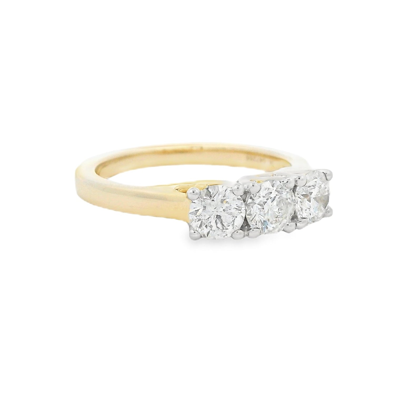 3 Stone Diamond Ring 1.01ct 9ct Gold SIDE