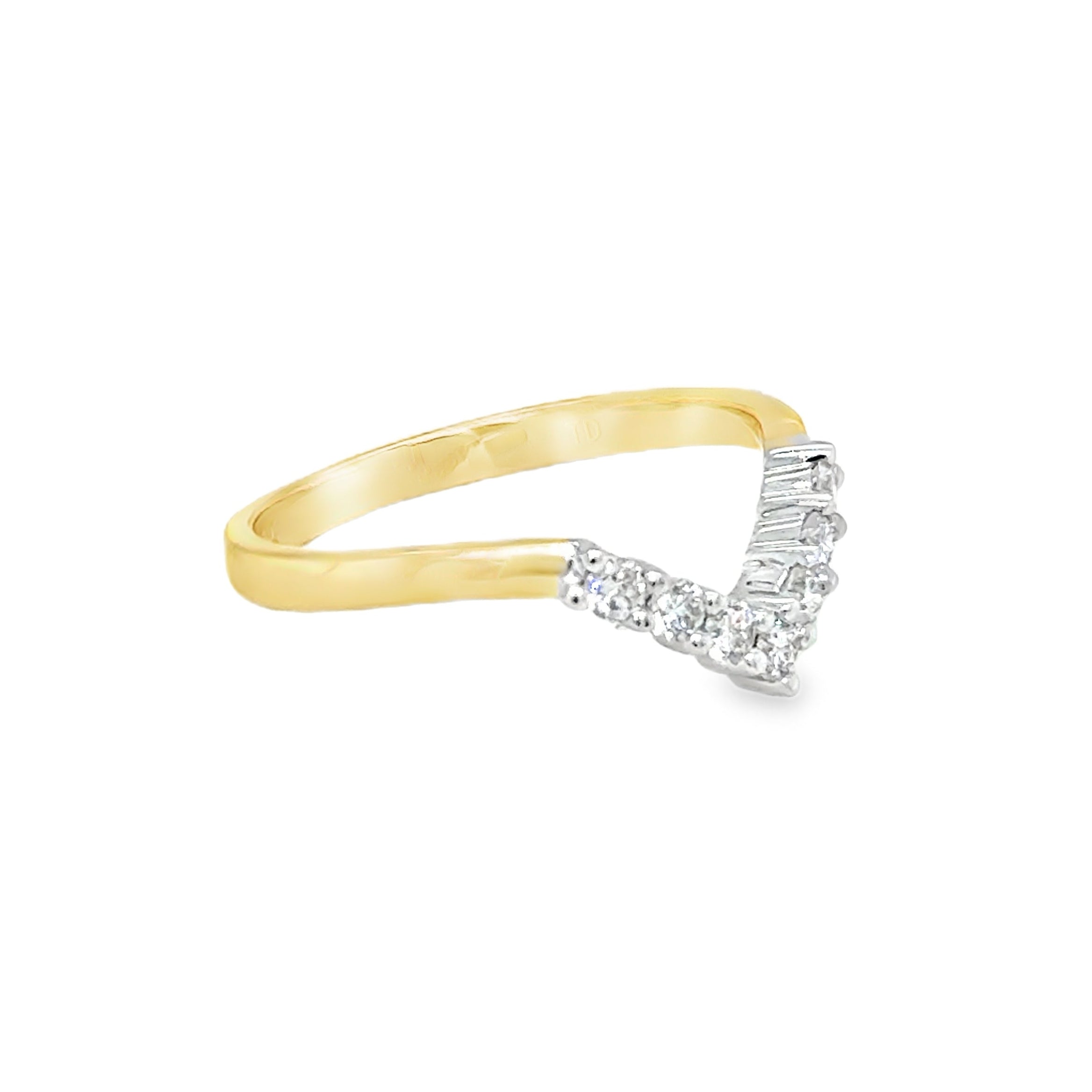 9ct Gold Diamond Wishbone Ring 0.28ct side