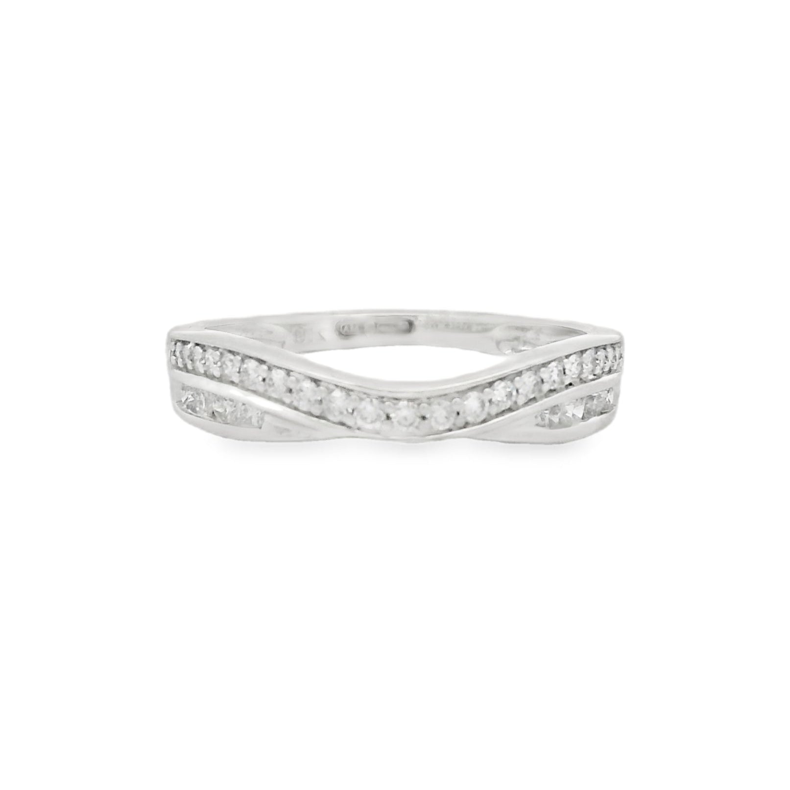 9ct White Gold Diamond Wishbone Ring 0.23ct