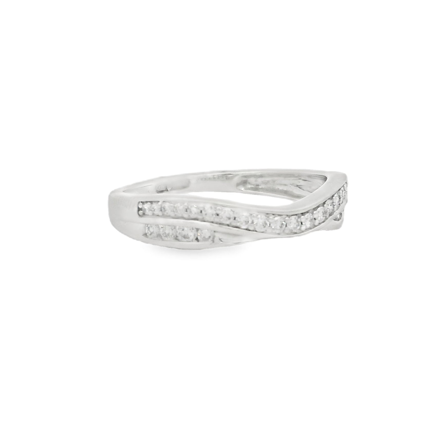 9ct White Gold Diamond Wishbone Ring 0.23ct SIDE