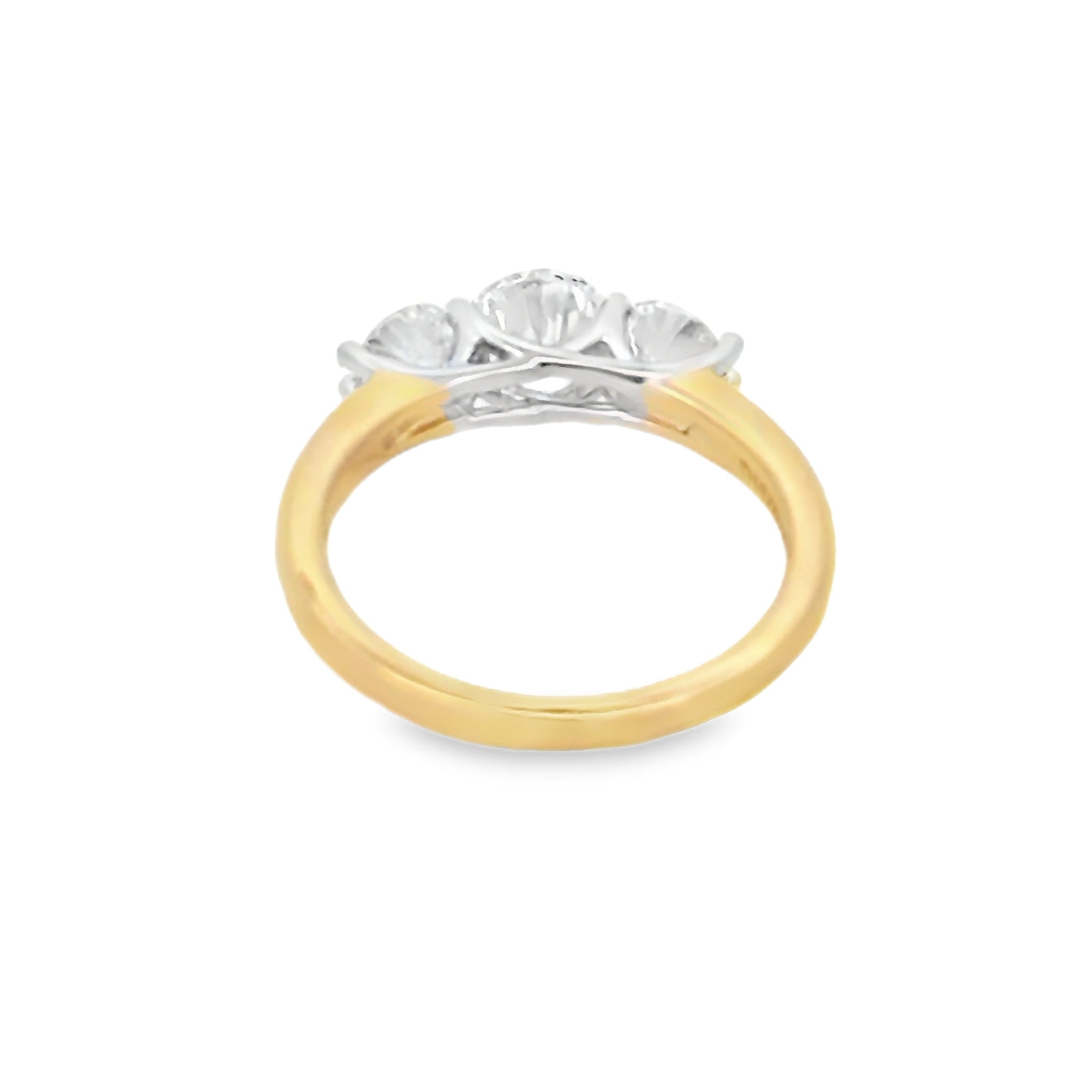 Lab Grown Diamond 3 Stone Ring 1.50ct 9ct Gold REAR