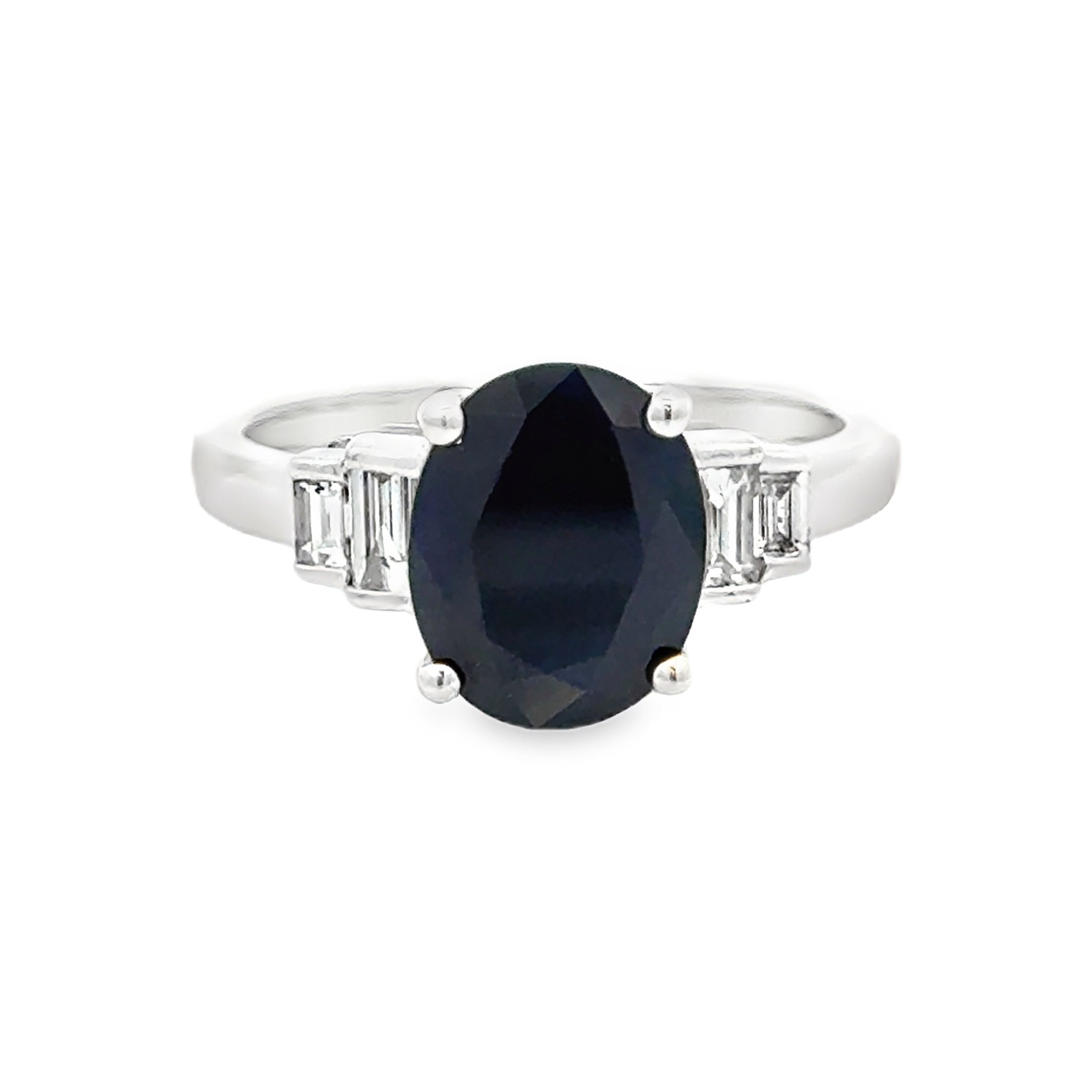 Oval Sapphire & Diamond Ring 9ct White Gold