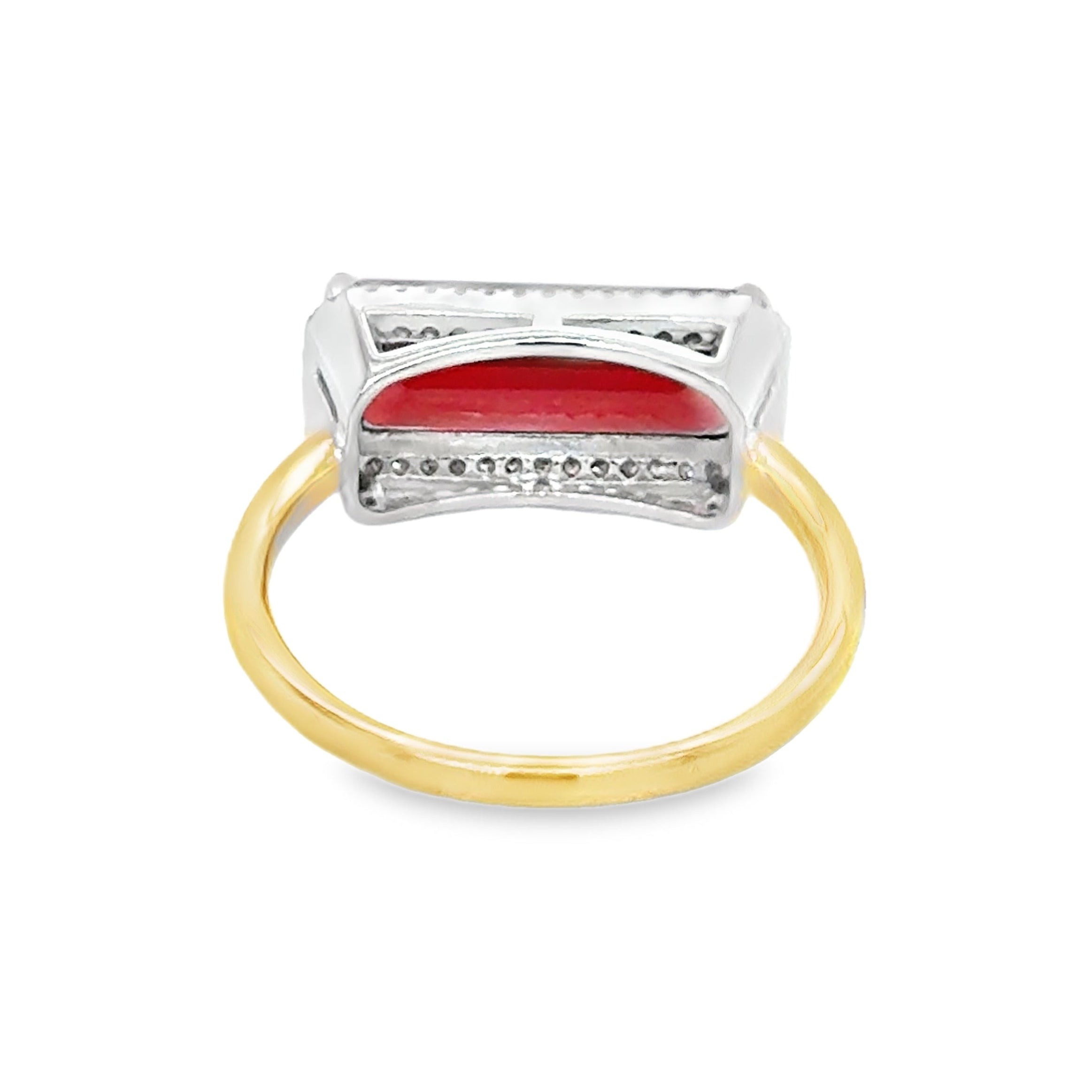 Garnet & Diamond Oblong Ring 9ct Gold rear