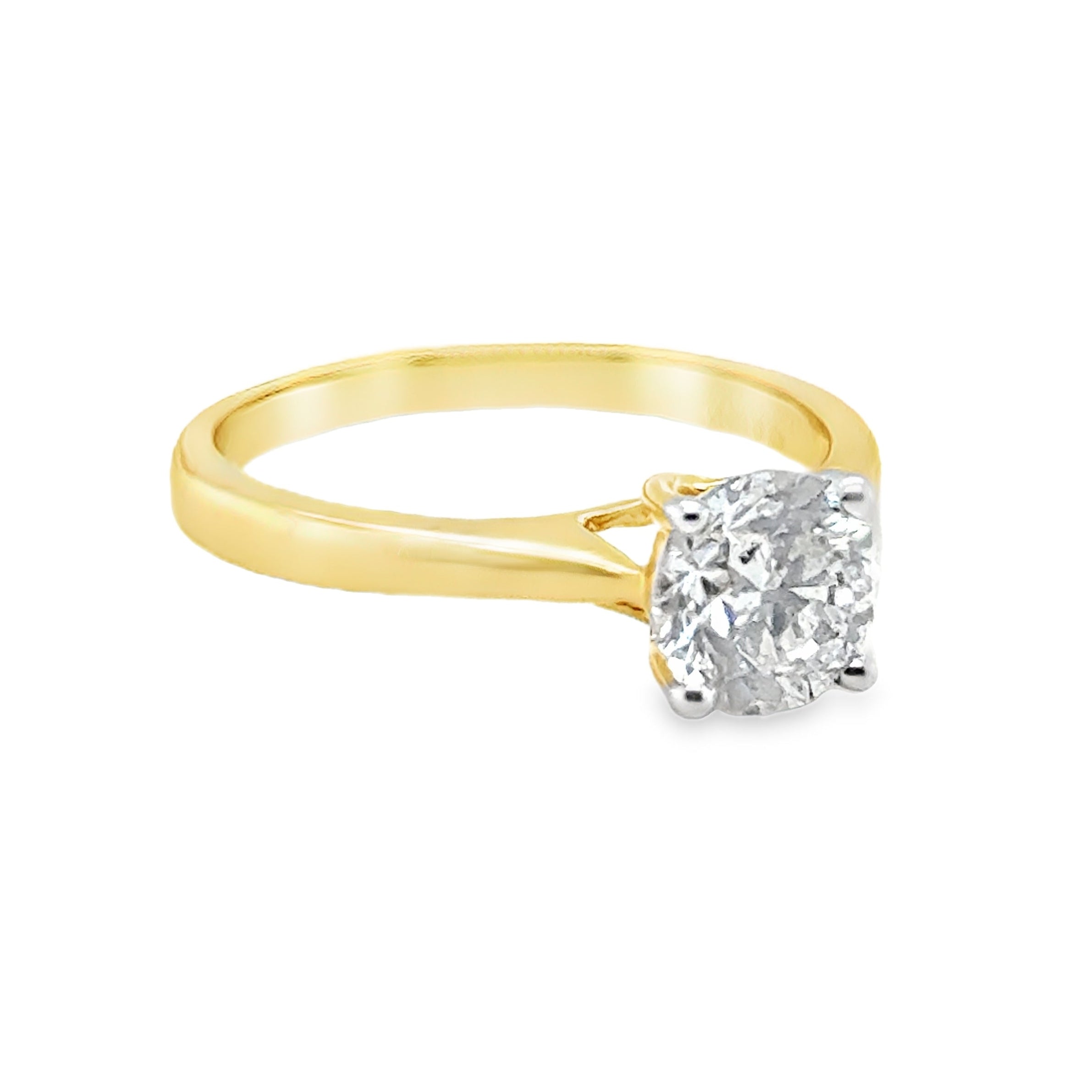 Solitaire 1.25ct Diamond Ring 18ct Yellow Gold SIDE