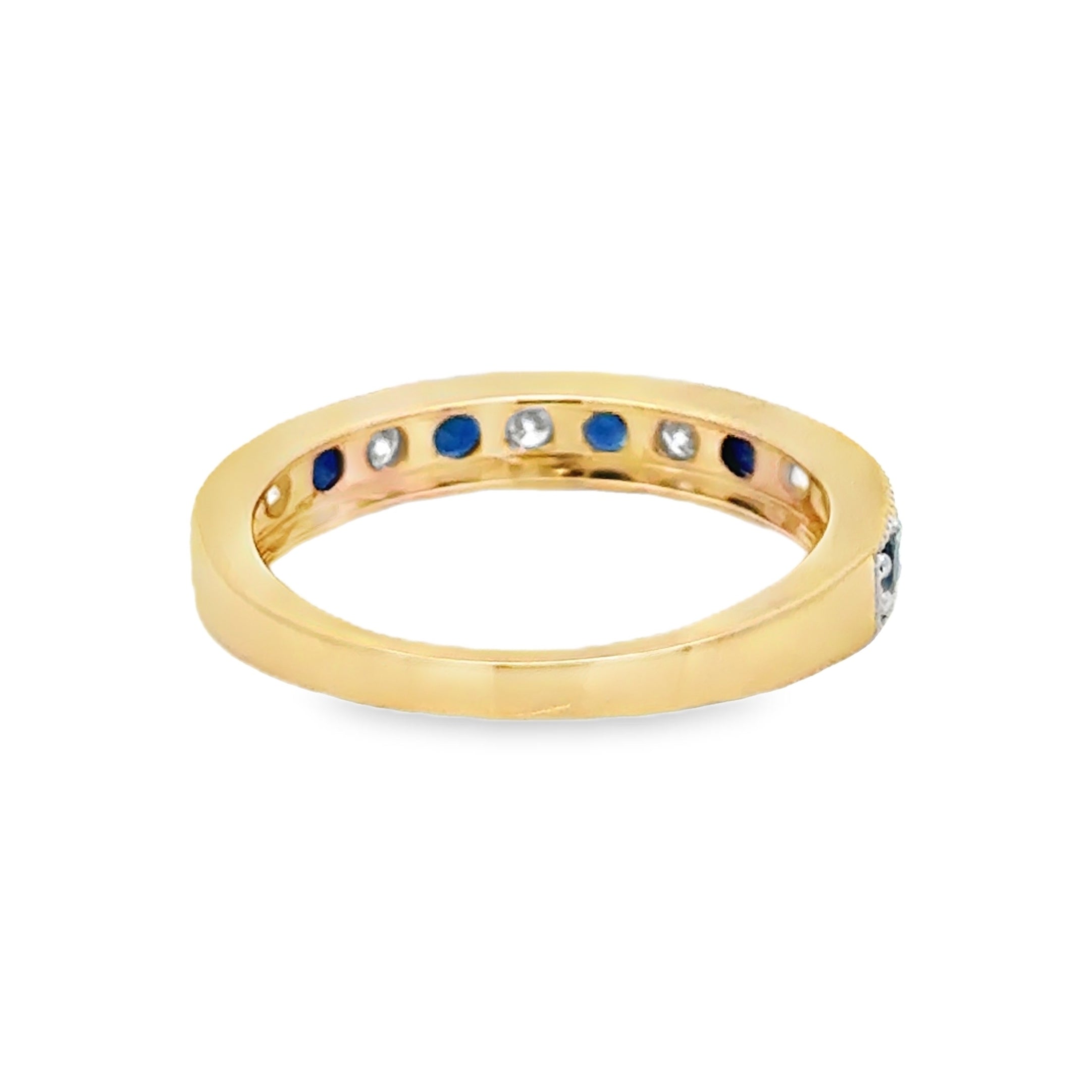 Sapphire & Diamond 13 Stone Grain Set Eternity Ring 9ct Gold REAR