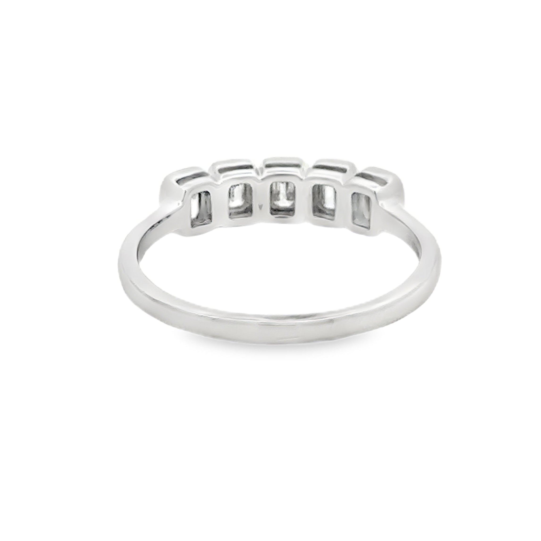 Diamond Emerald Cut Eternity Ring 0.52ct Bezel Set 18ct White Gold rear