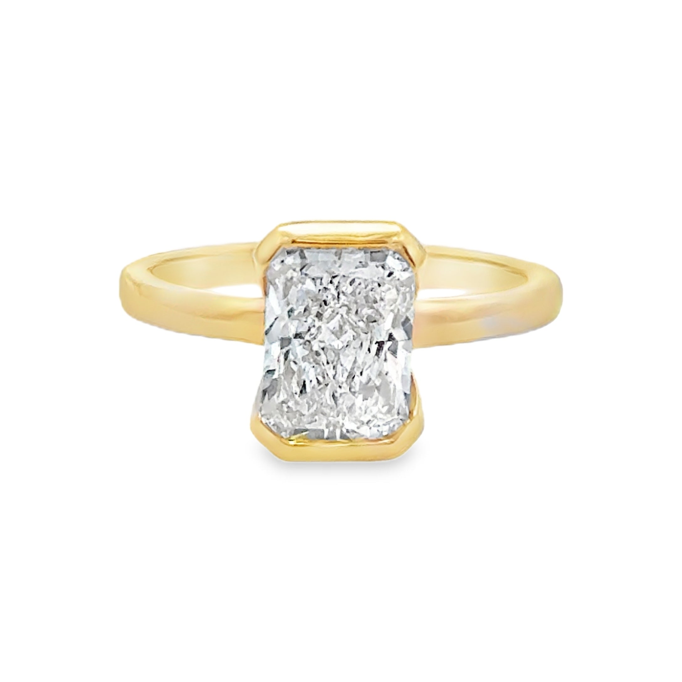 Lab Grown Diamond Radiant Cut 2.06ct Solitaire Ring 9ct Gold