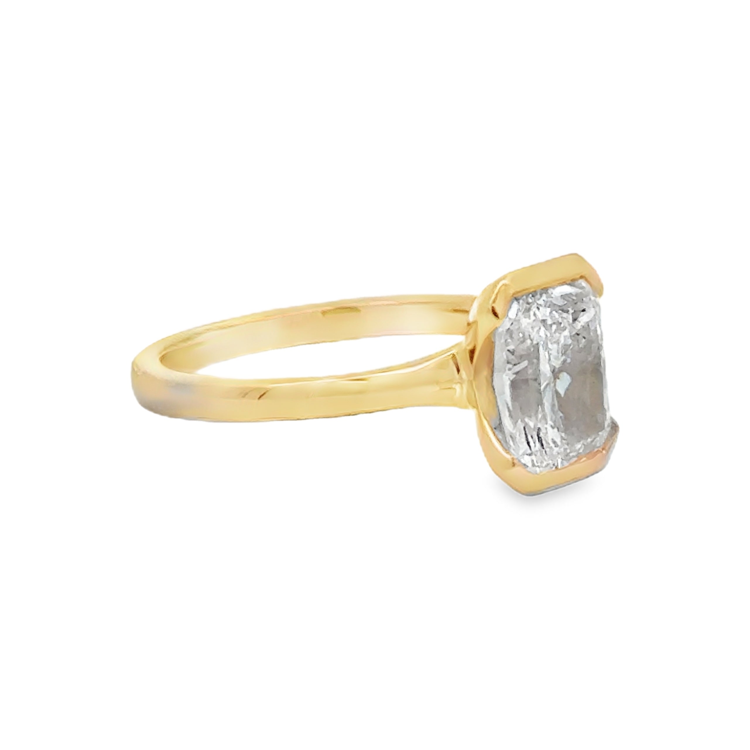 Lab Grown Diamond Radiant Cut 2.06ct Solitaire Ring 9ct Gold side