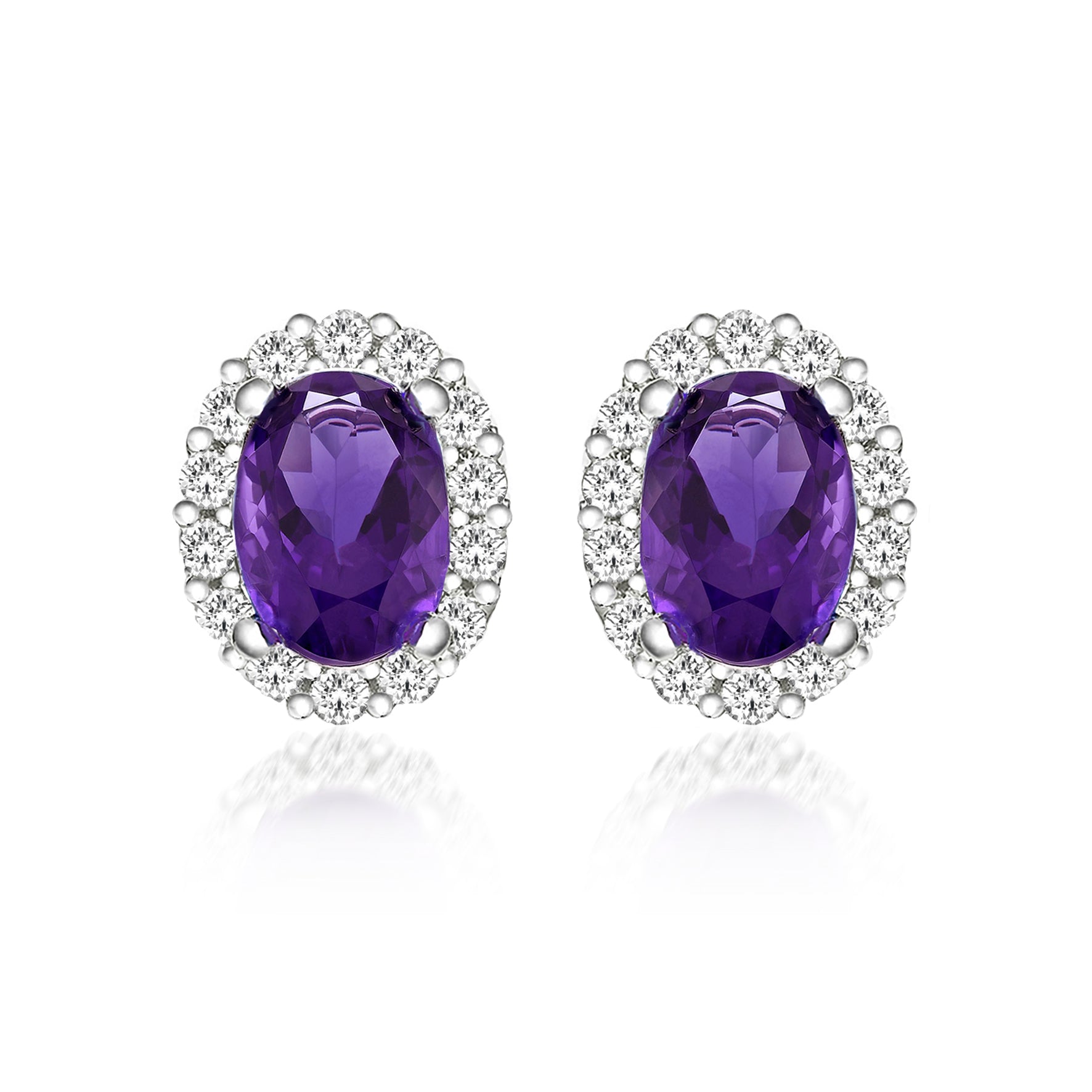 The Real Effect CZ Oval Cluster Earrings RE29554AM