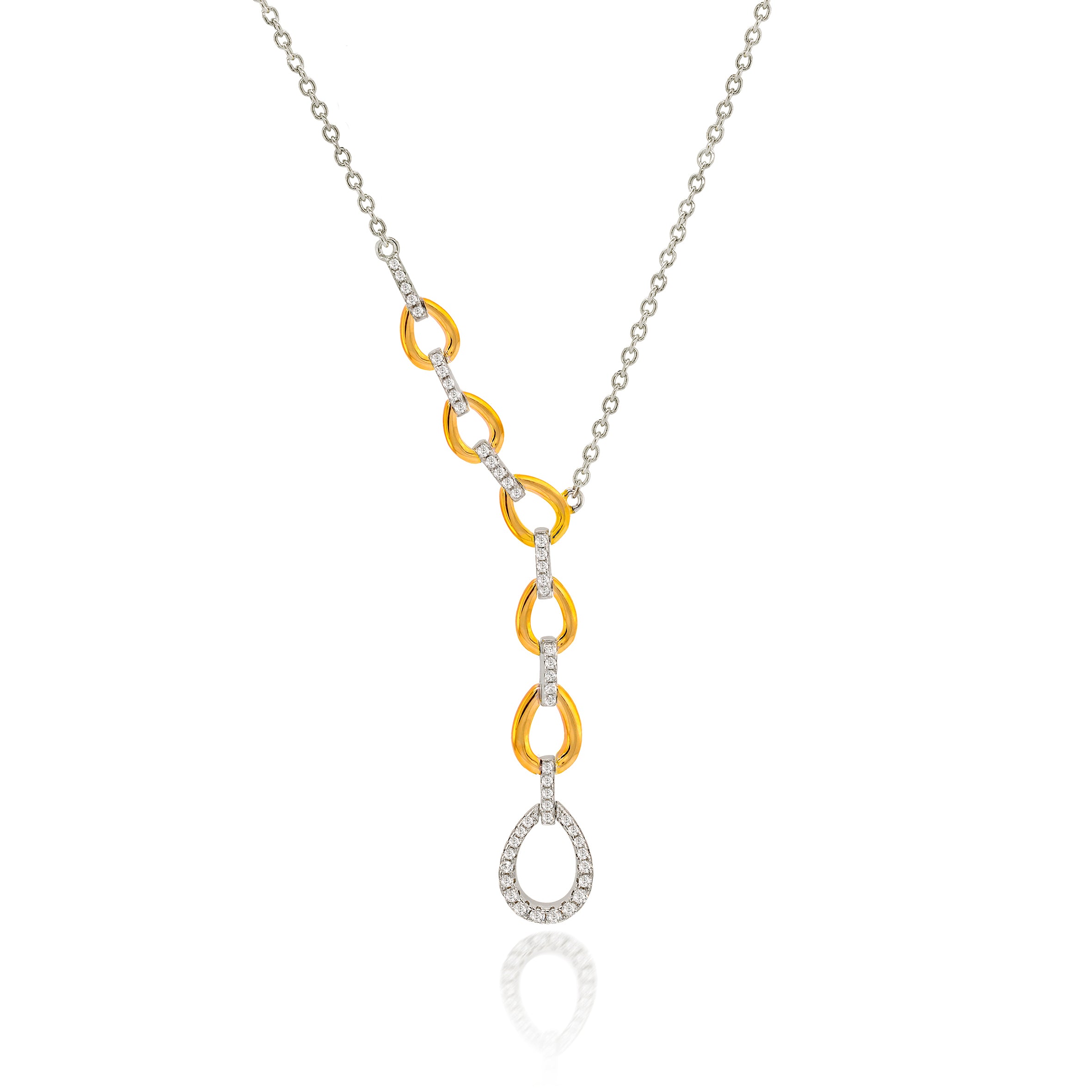 The Real Effect Silver Gold Plated CZ Necklace RE51764