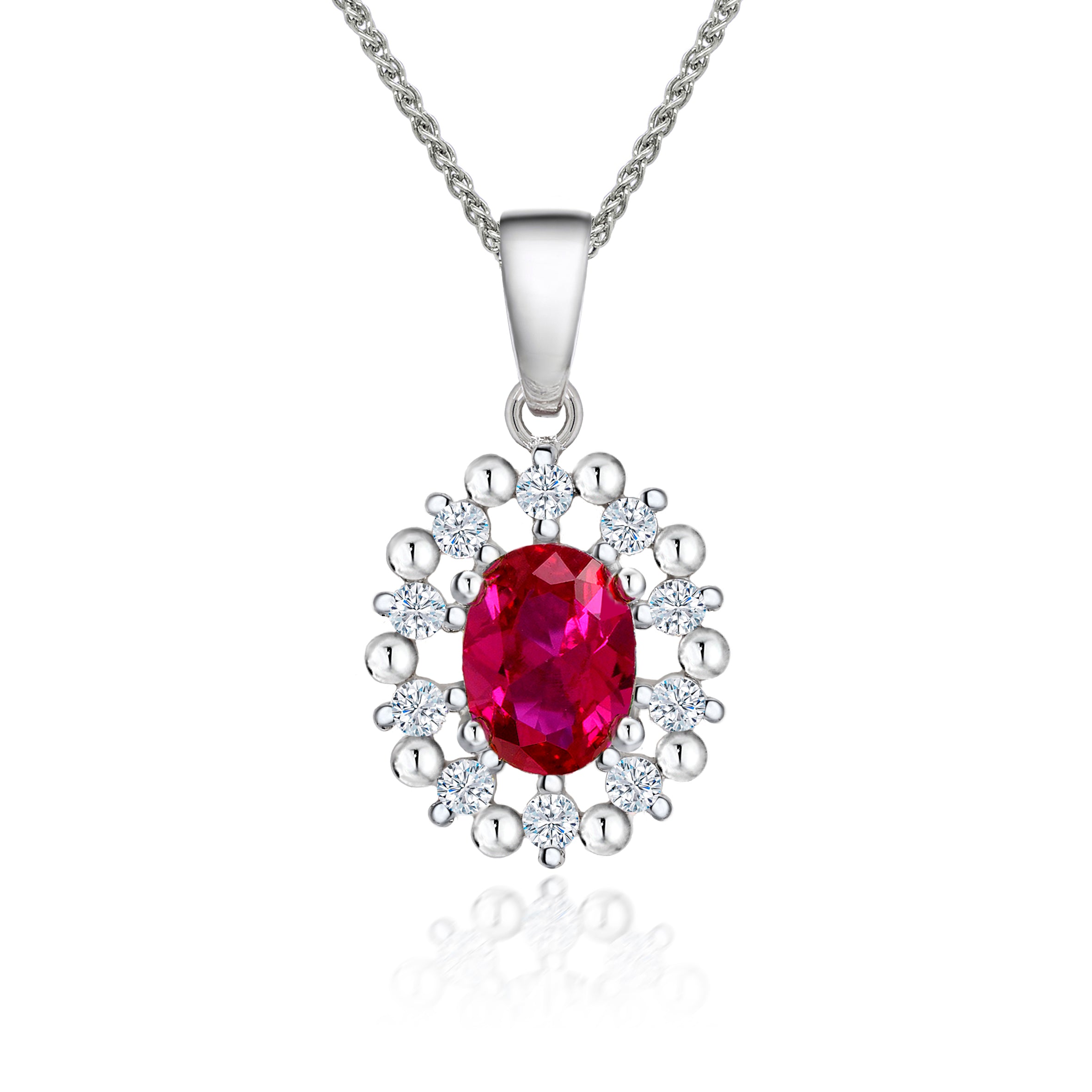 The Real Effect Ruby Red CZ Necklace RE52774RB