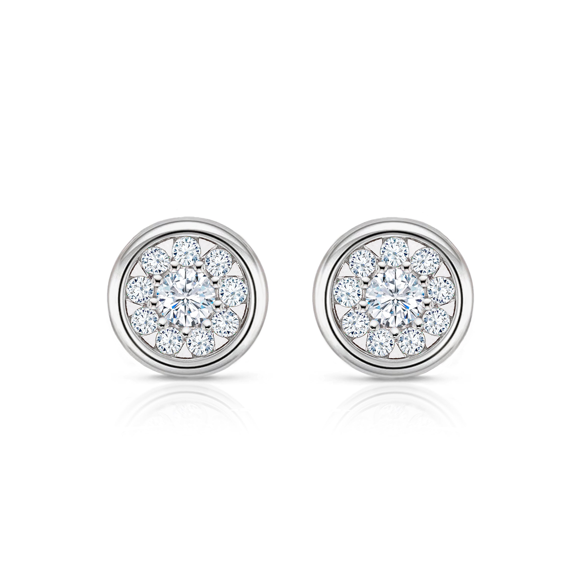 The Real Effect CZ Round Bezel Earrings RE54064
