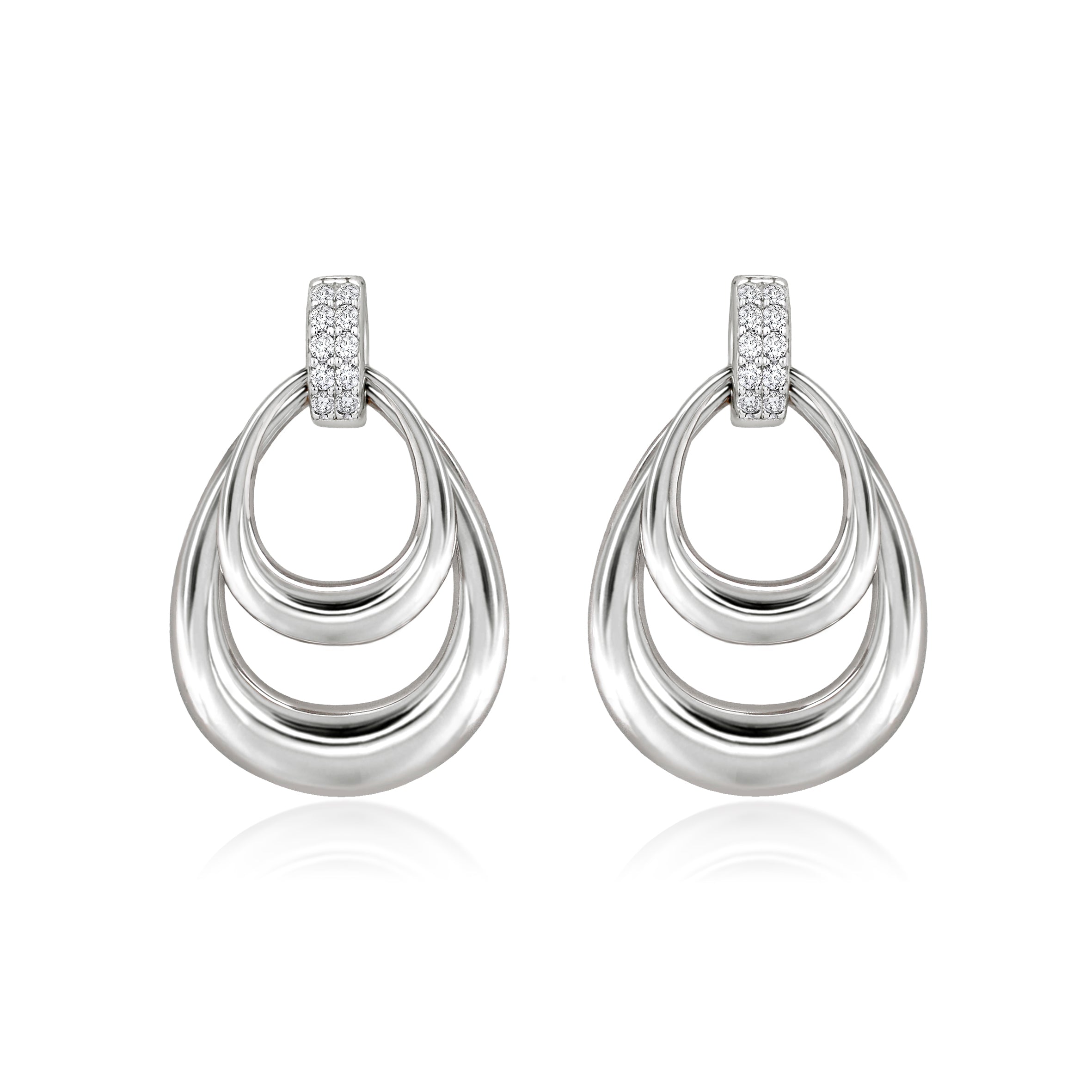 The Real Effect CZ Double Teardrop Earrings RE54284
