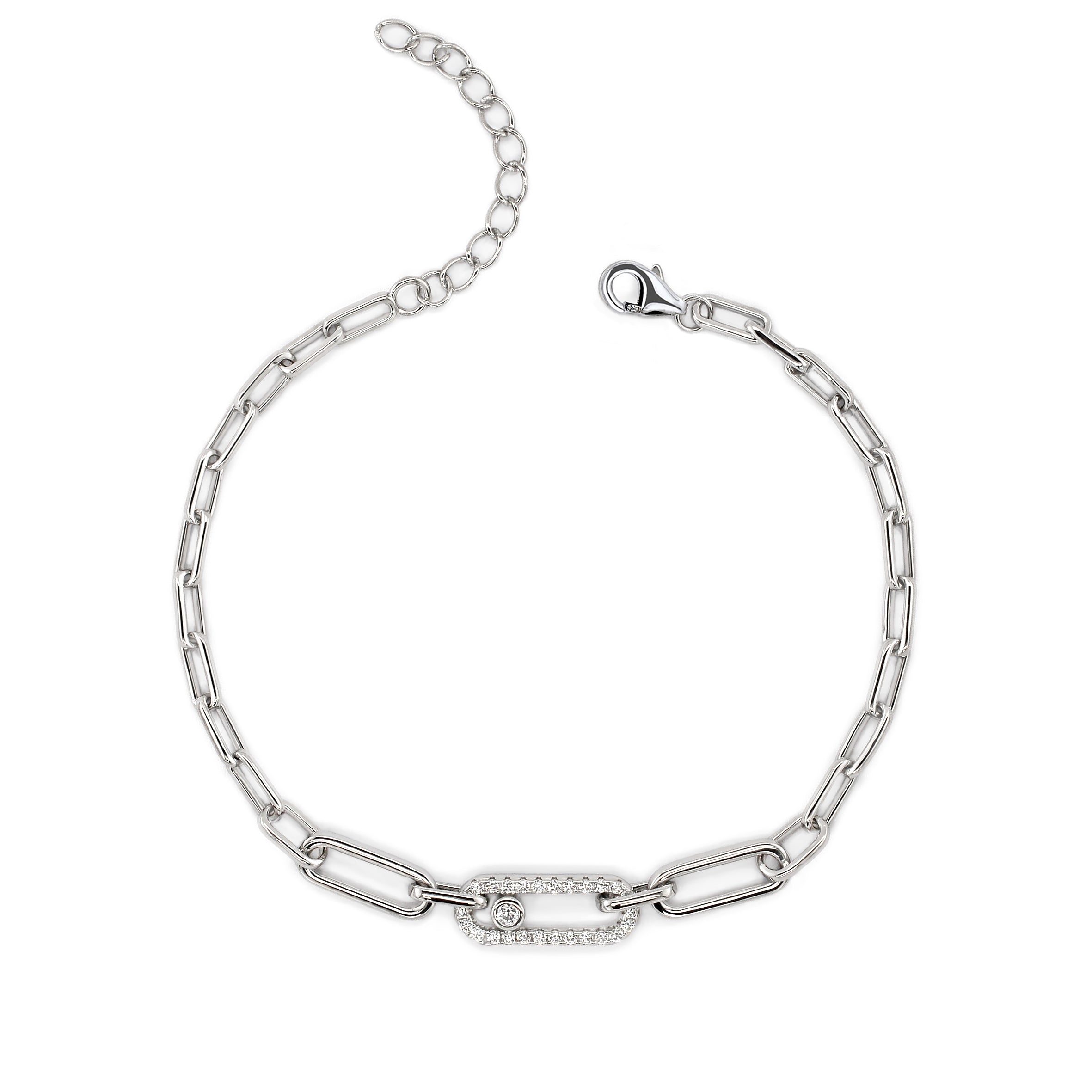 Real Effect CZ Paper Chain Link Bracelet RE54324