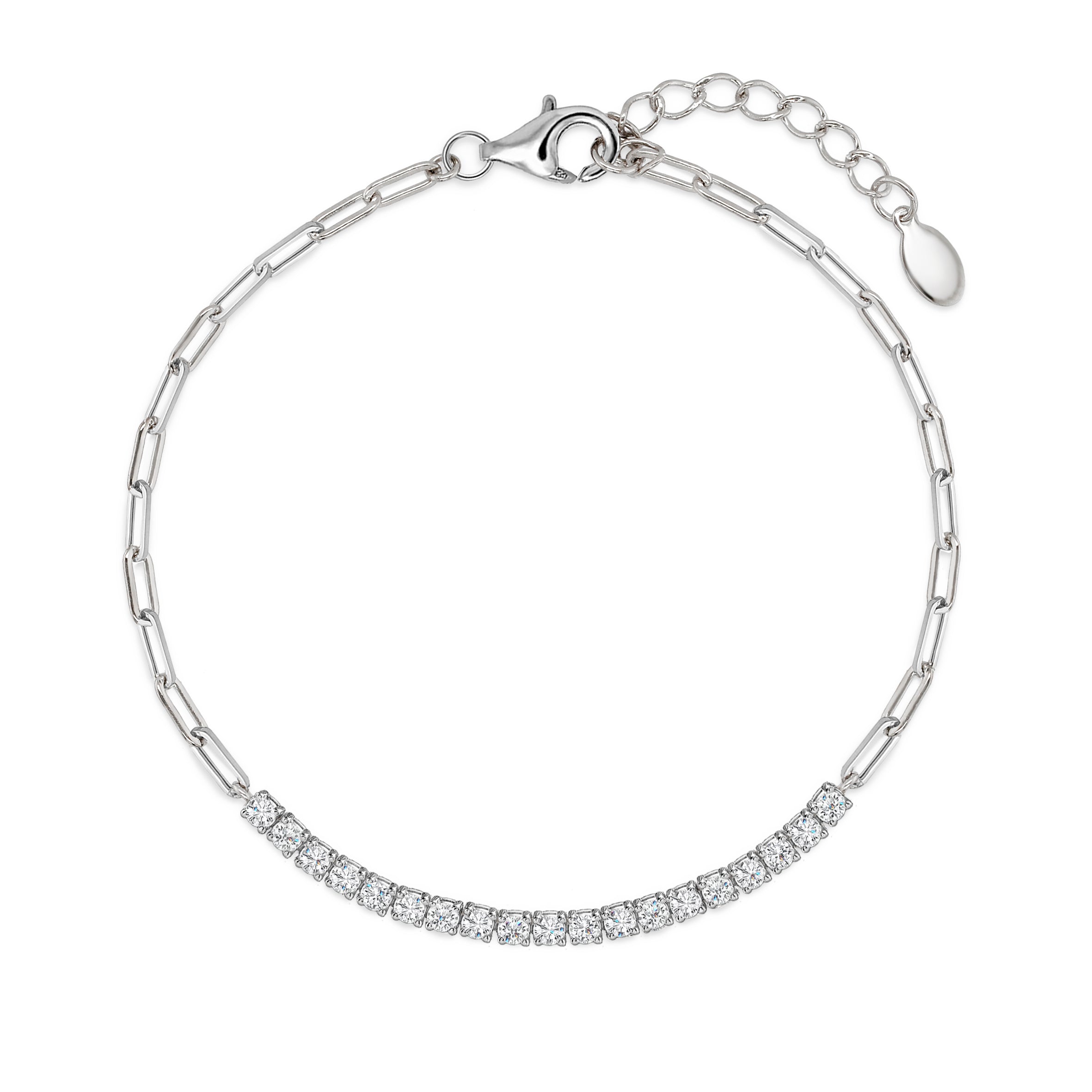Real Effect Paper Chain Link & CZ Tennis Bracelet RE54474