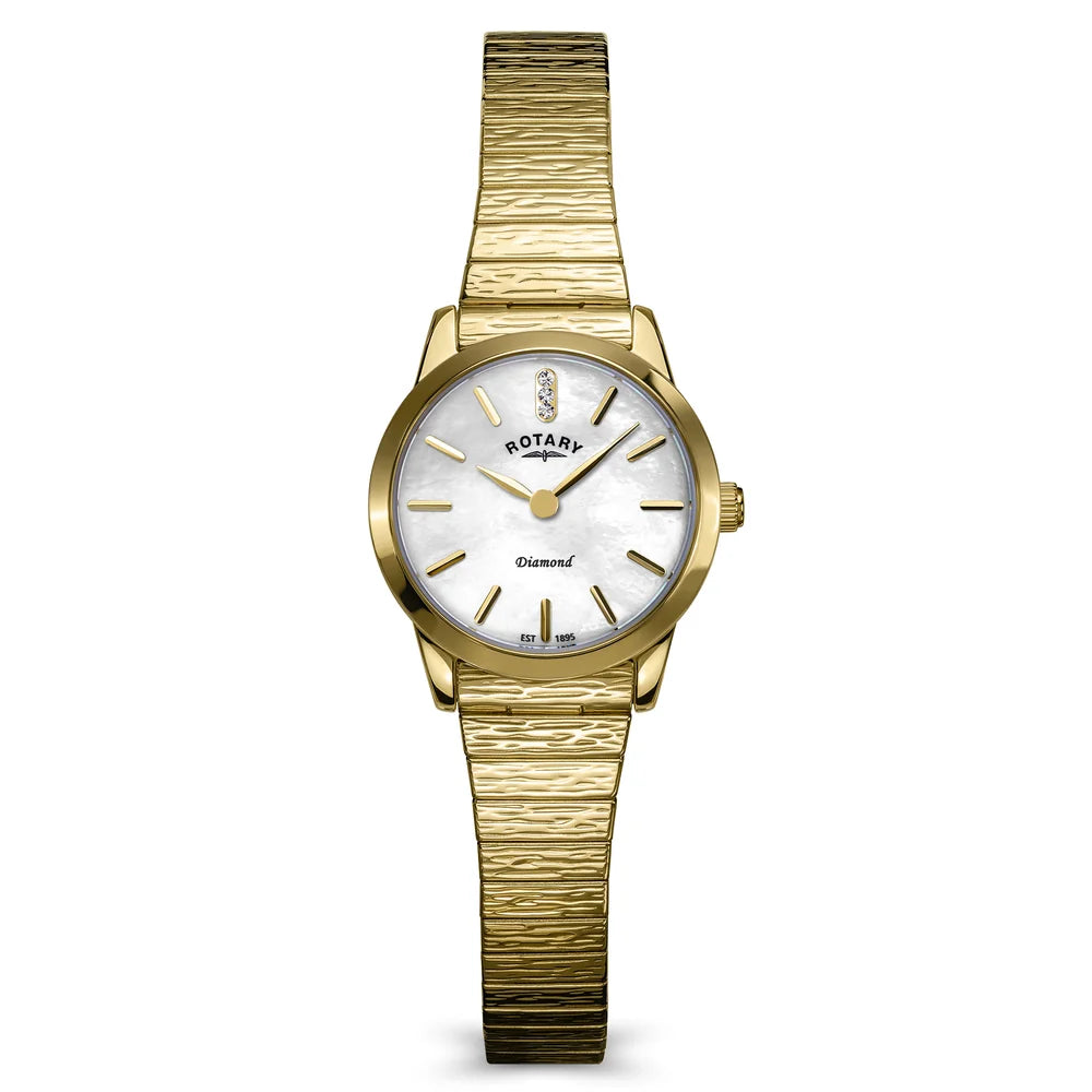 Rotary Heritage Altera Diamond Ladies Gold Tone Expansion Bracelet Watch RLB10040/41/D