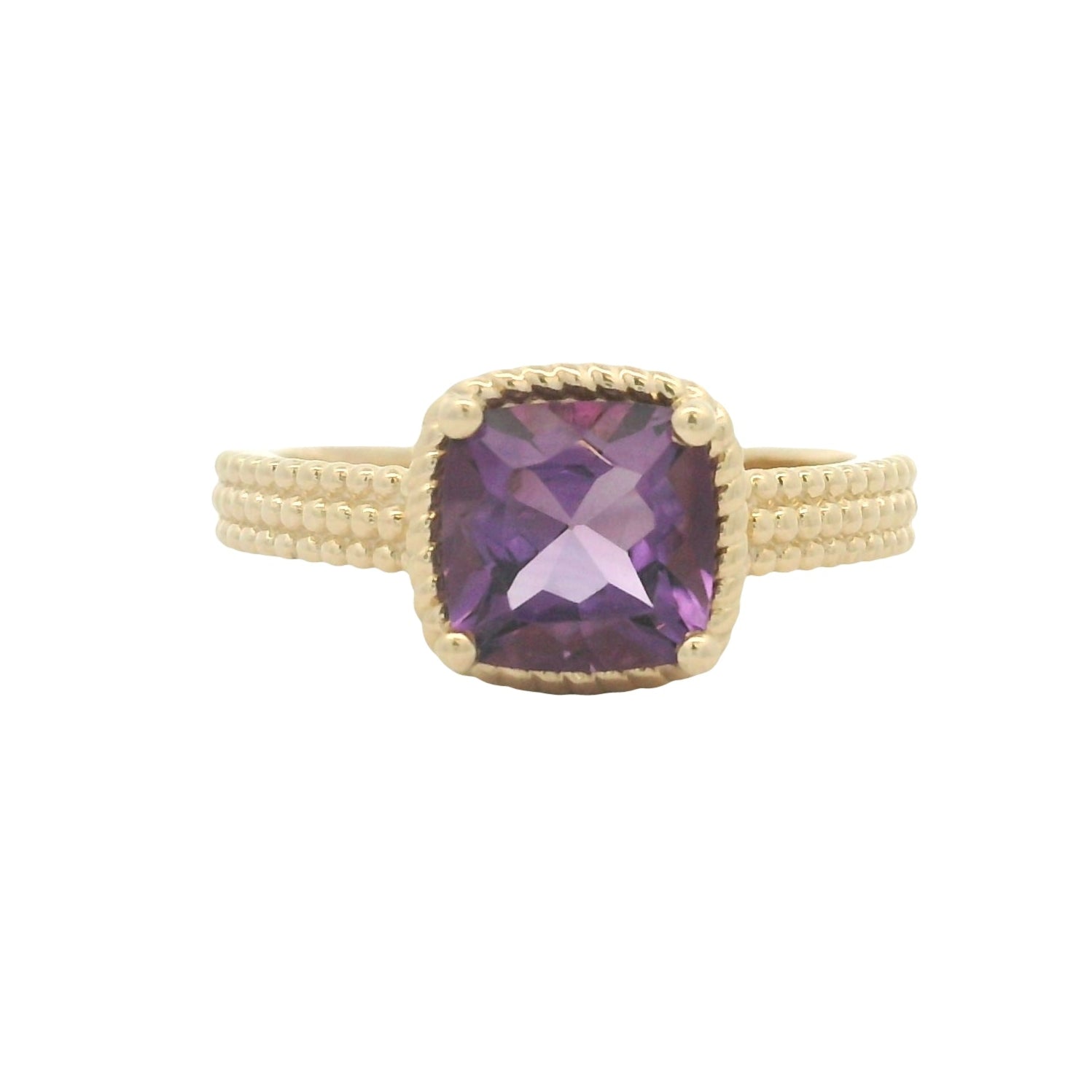 Amore Cushion Cut Amethyst Ring 9ct Gold
