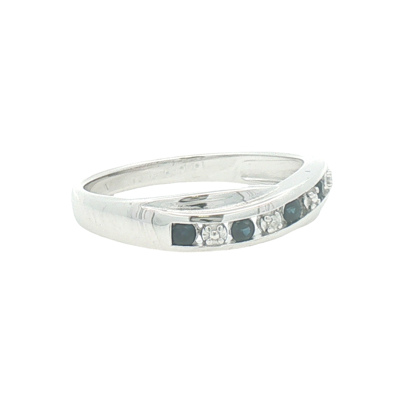Sterling Silver Sapphire & Diamond Eternity Twist Ring SIDE